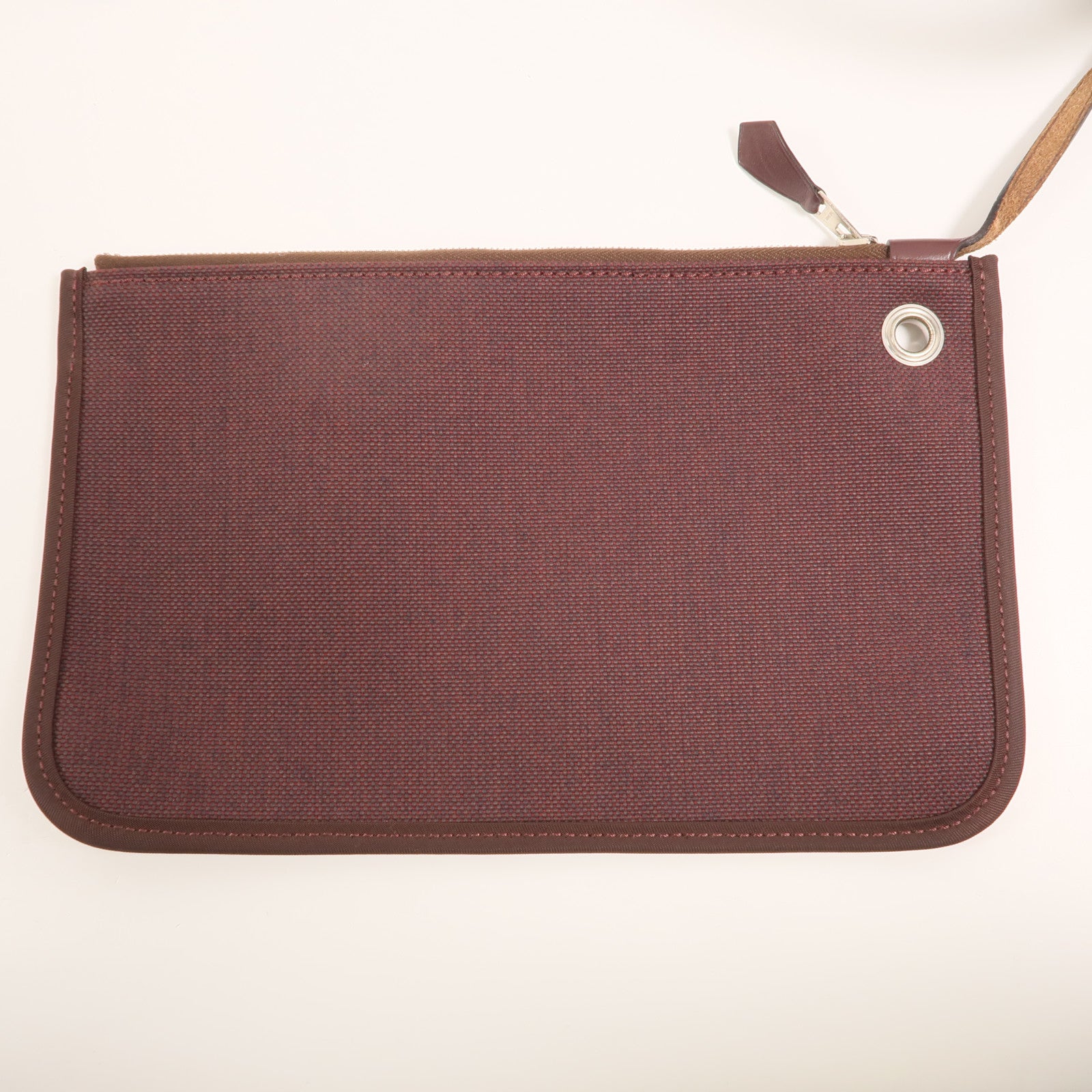 HERMES Toile H帆布Herbag PM手挽肩背兩用袋Rouge Sellier