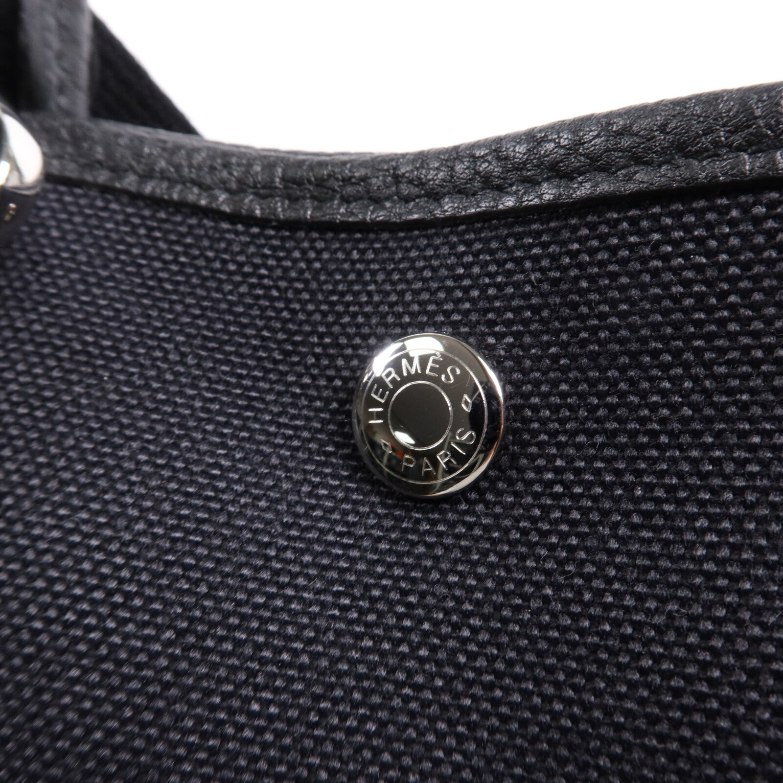 HERMES 帆布Garden File PM銀扣手挽肩背兩用袋Noir