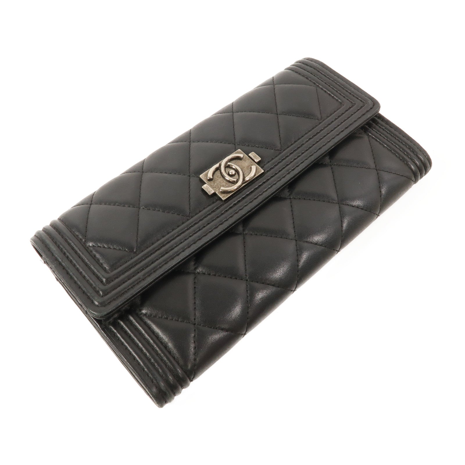 CHANEL 羊皮皮革Boy Long Wallet長錢包