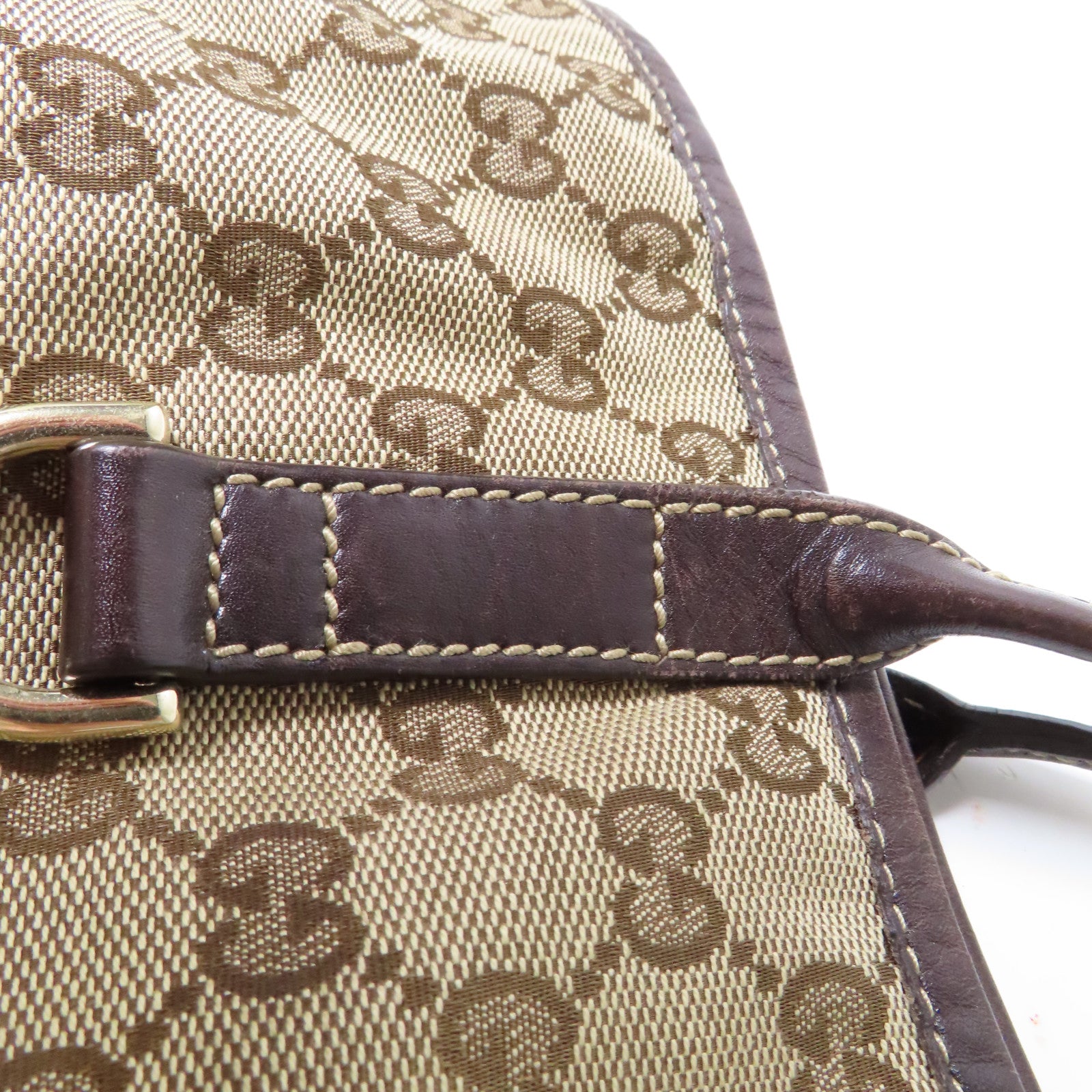 GUCCI 帆布Tote Bag金扣手挽袋啡色