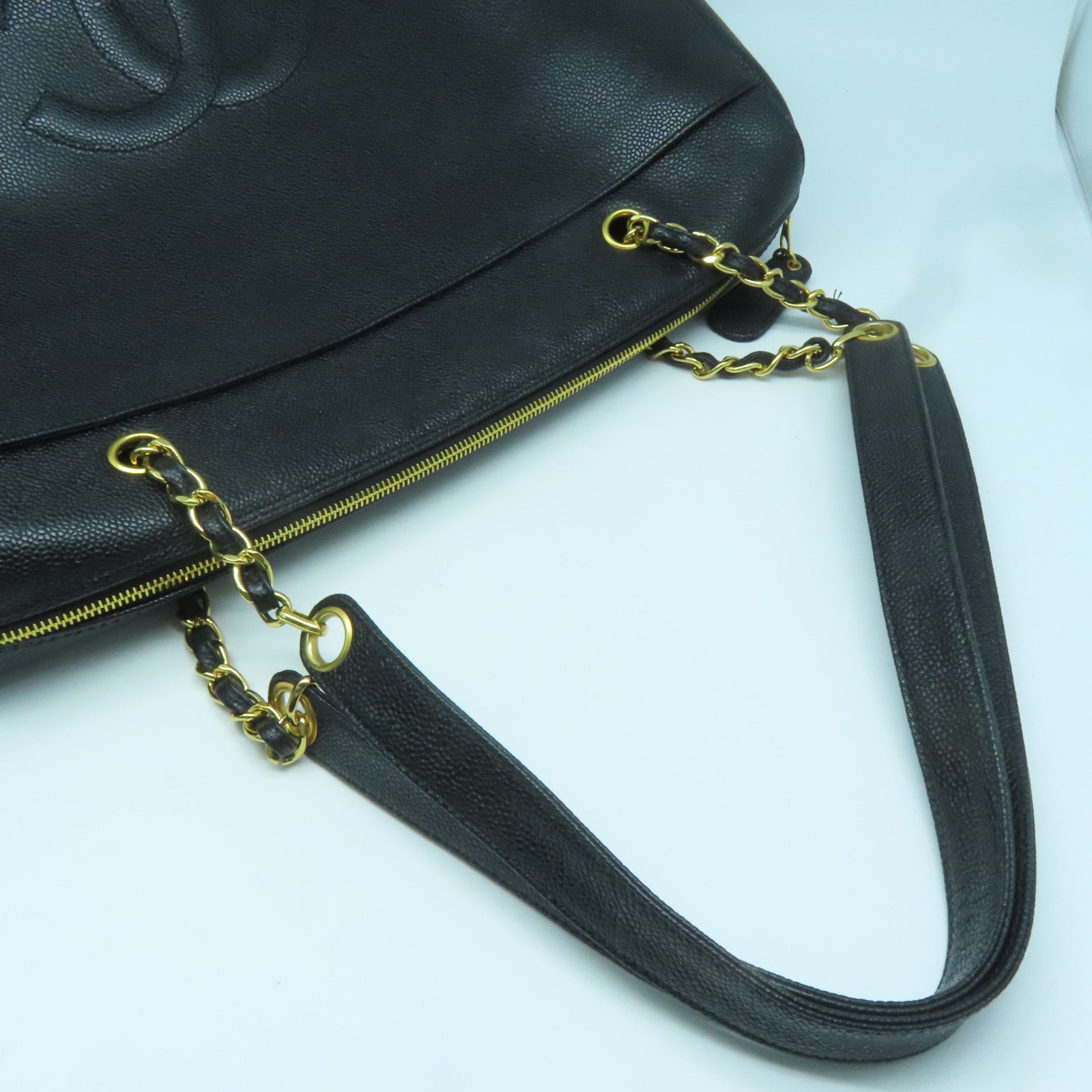 CHANEL 【激減優惠】牛皮皮革Tote Bag金扣鏈帶肩背袋黑色
