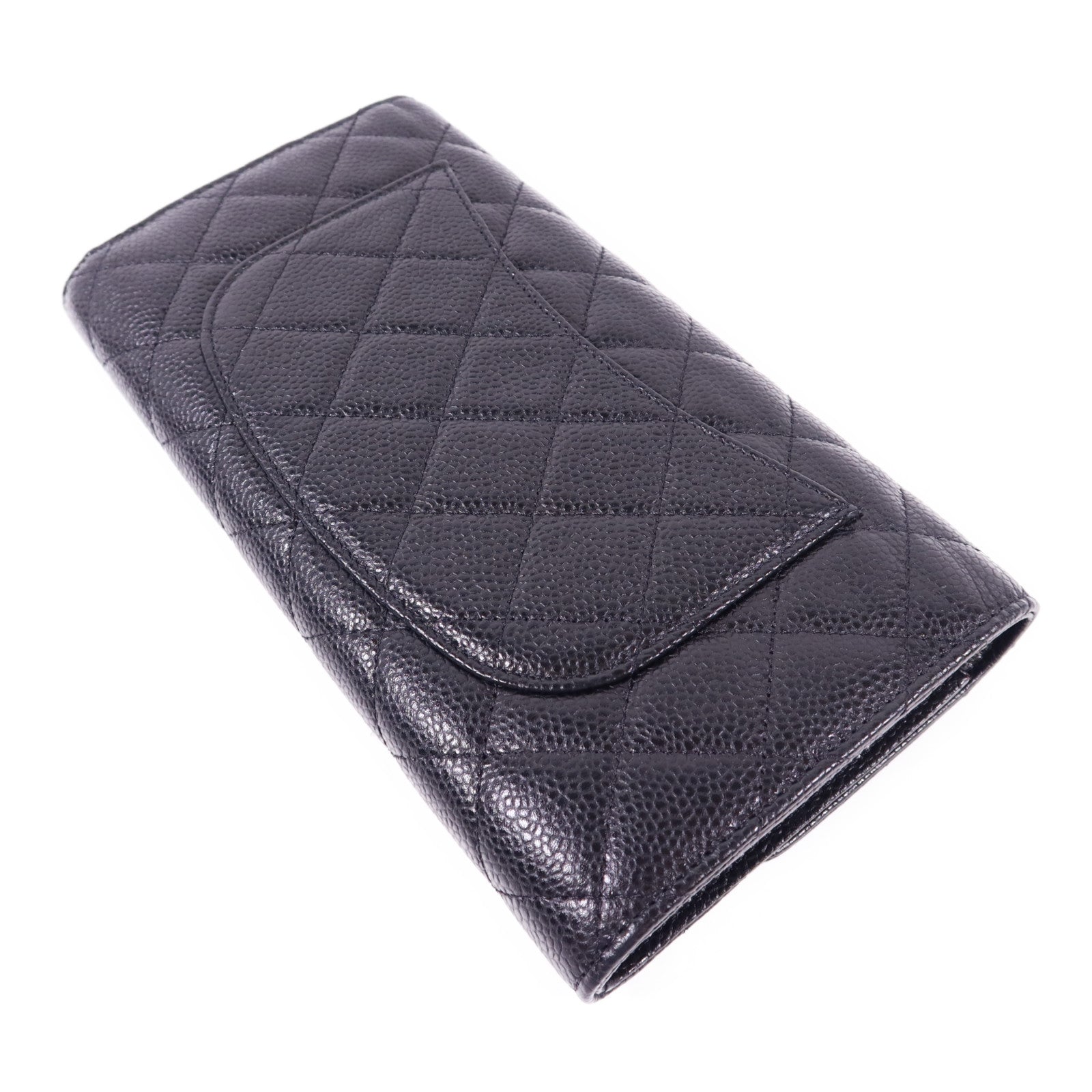 CHANEL 牛皮皮革Long Bifold Wallet銀扣長錢包