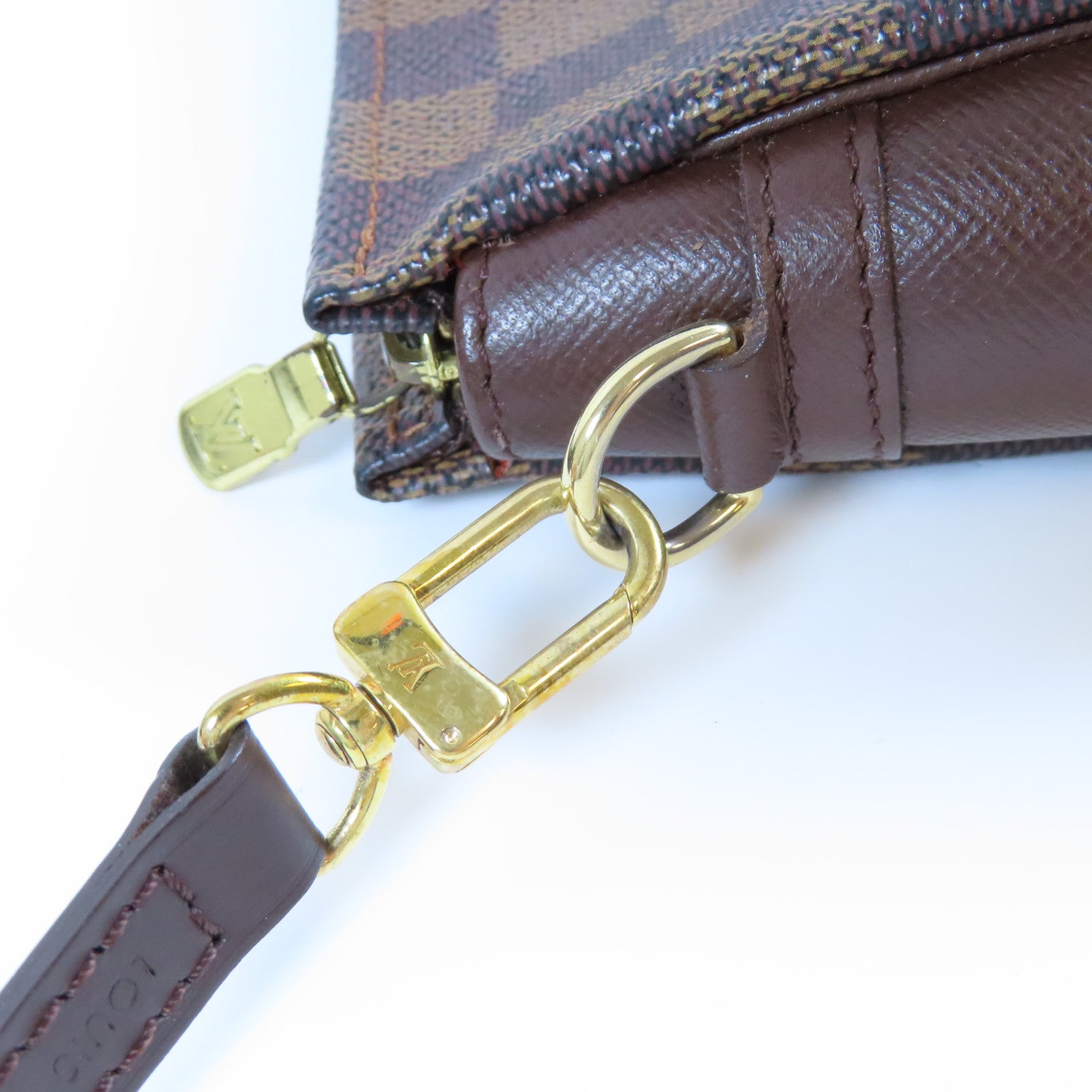 LOUIS VUITTON Damier Ebene Trousse Makeup Pouch金扣肩背袋啡色