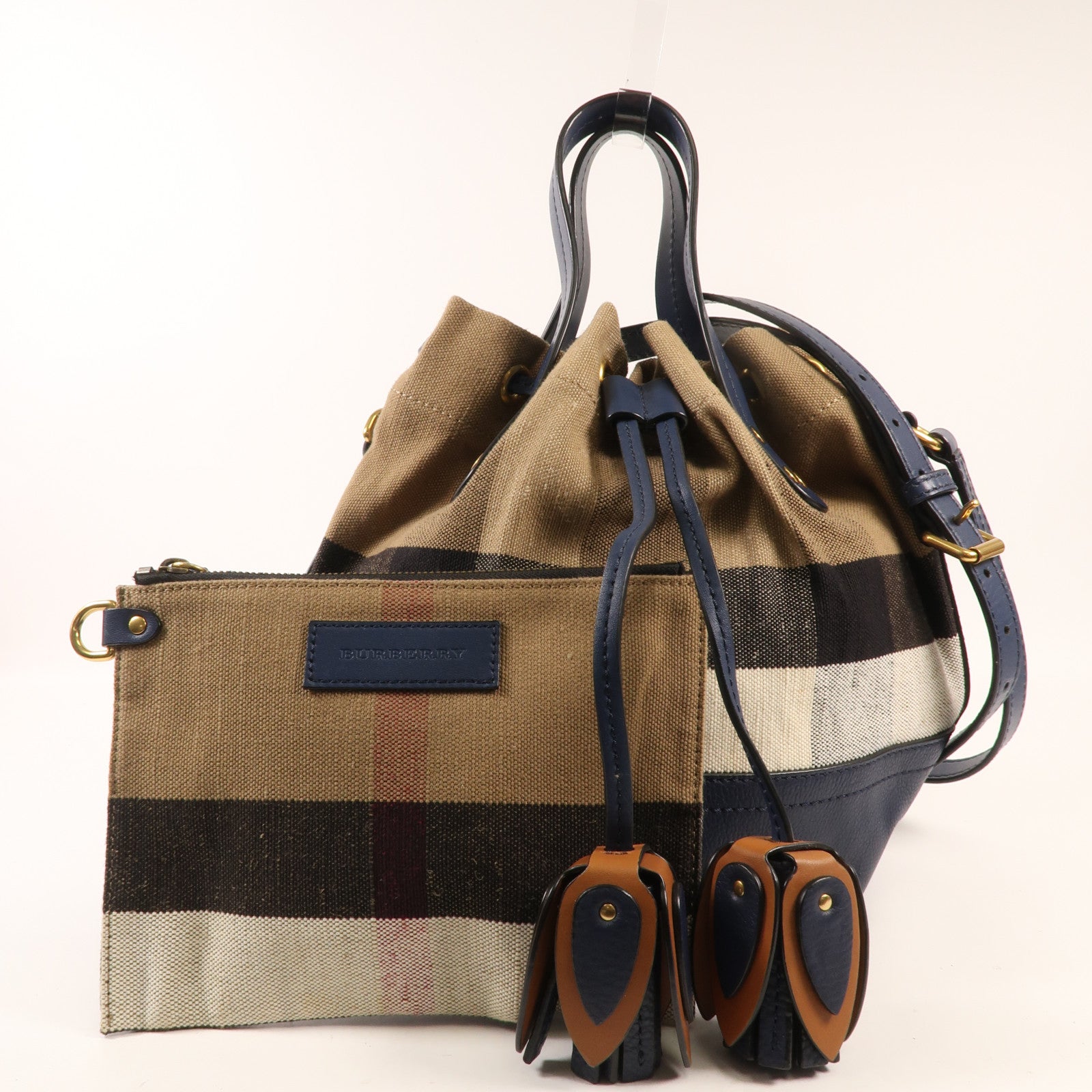 BURBERRY 帆布Shoulder Bag金扣手挽肩背兩用袋