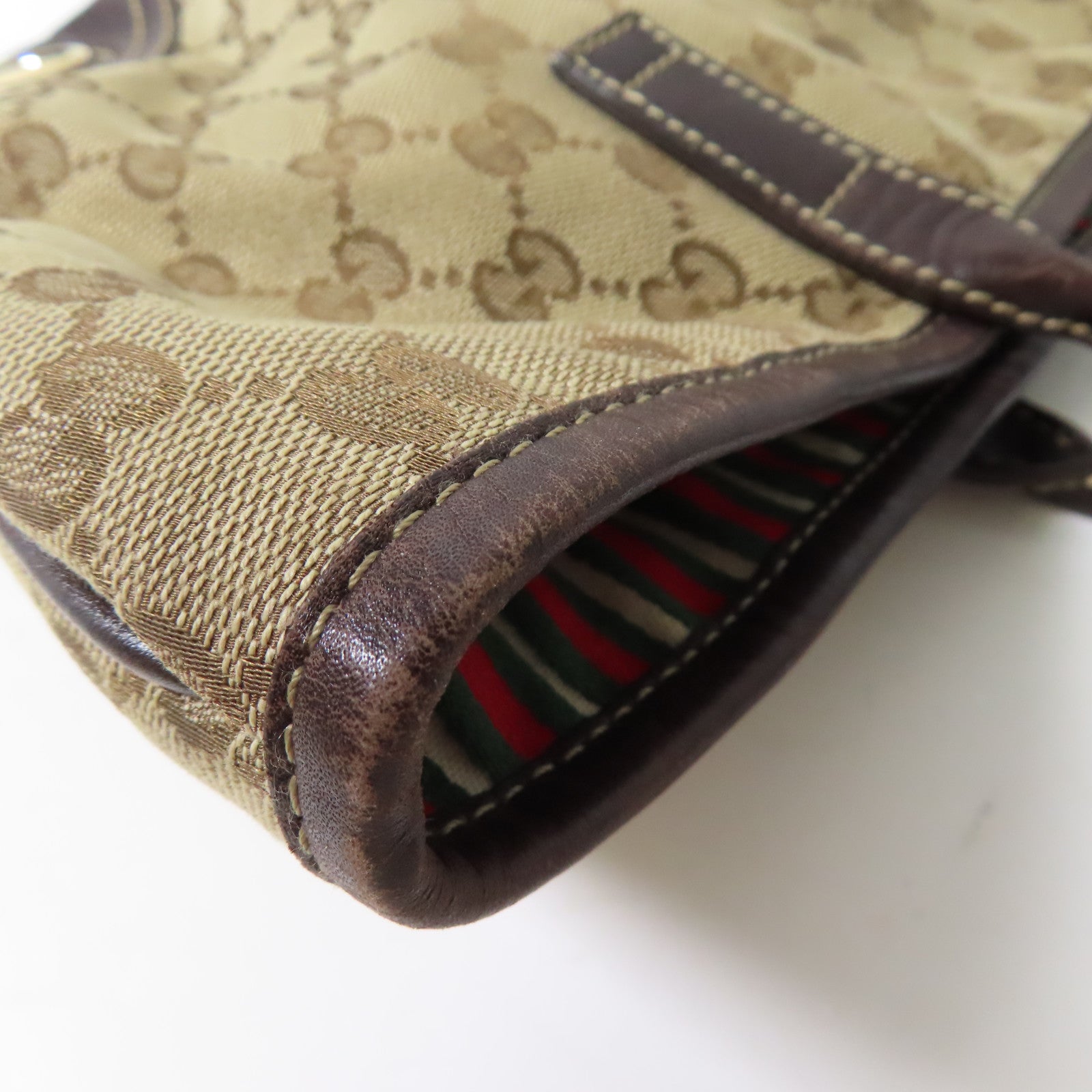 GUCCI 帆布Tote Bag金扣手挽袋啡色