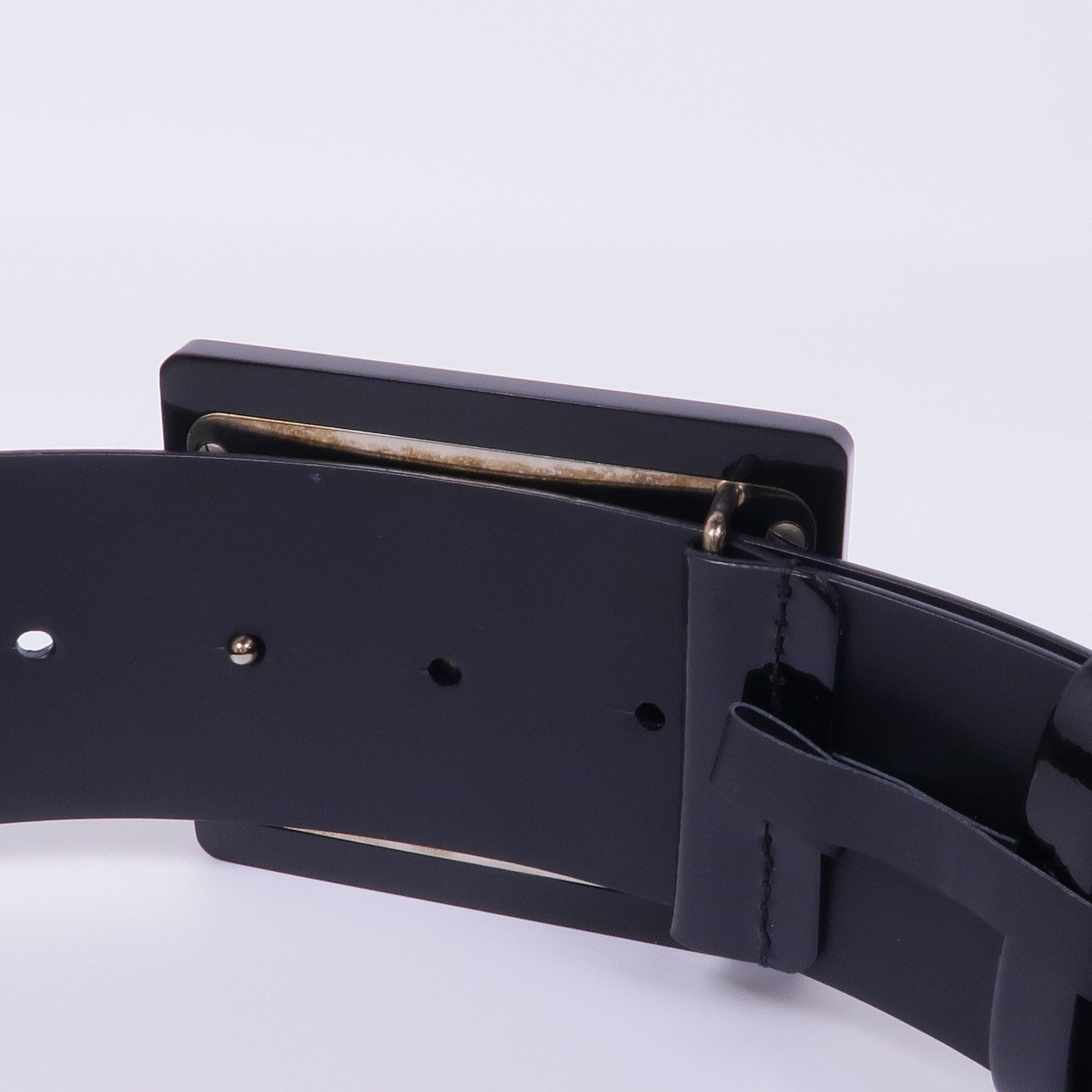 CHANEL 漆皮皮革Belt銀扣皮帶