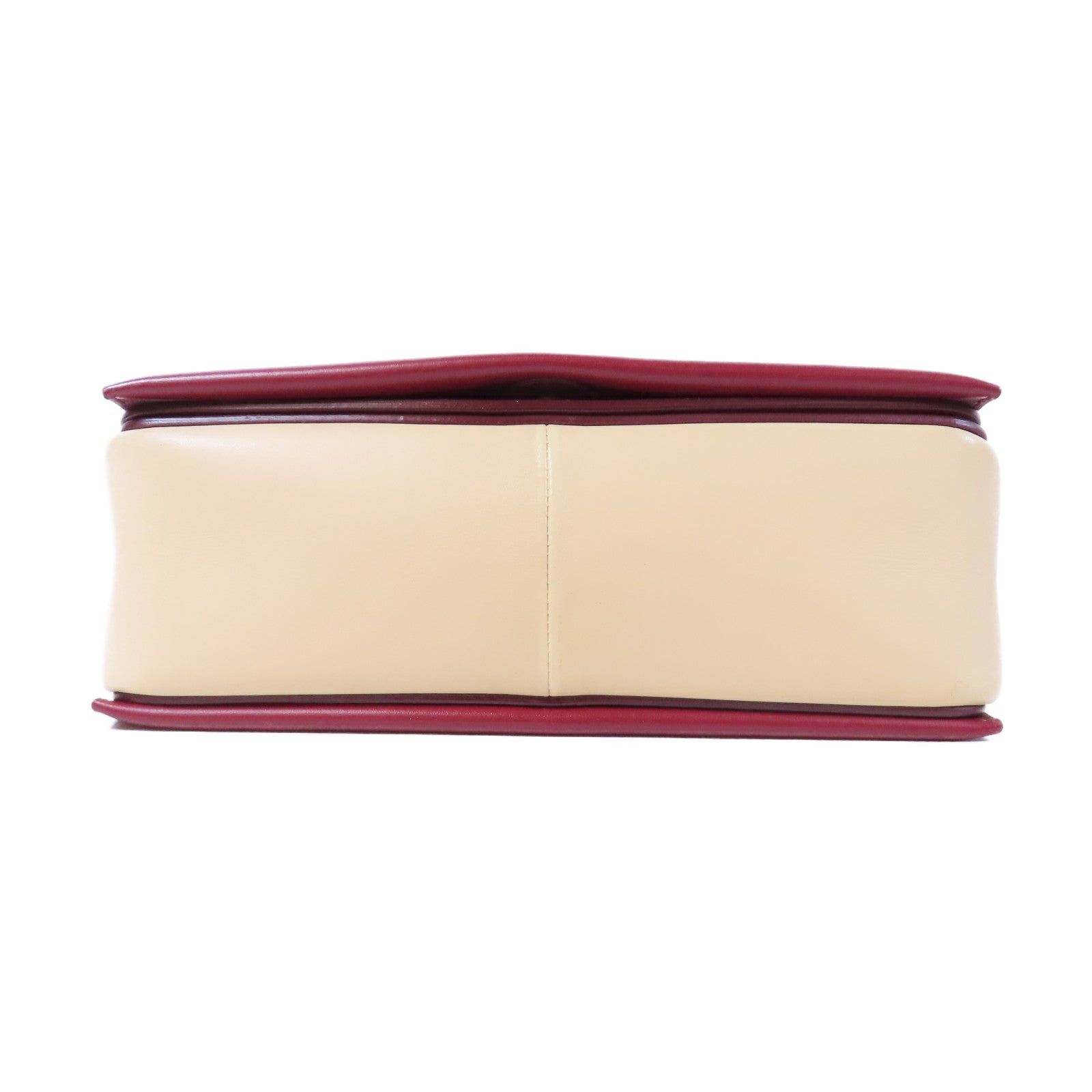 CELINE 【激減優惠】牛皮皮革Frame Medium Shoulder Bag金扣肩背袋紅色/米色