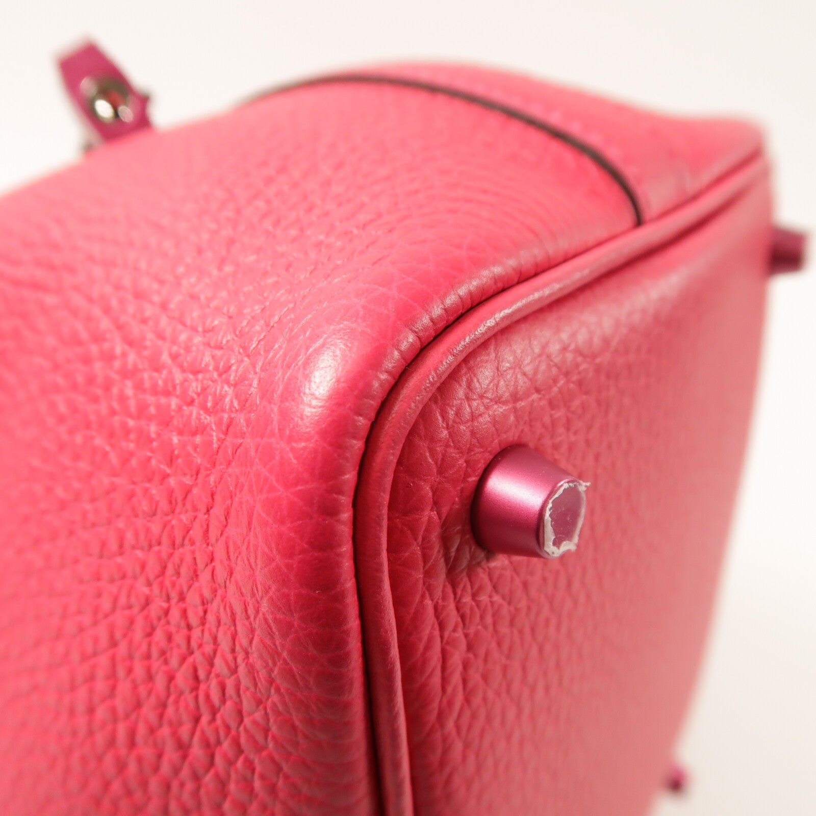 HERMES Clemence皮革Picotin PM手挽袋Rose Mexico