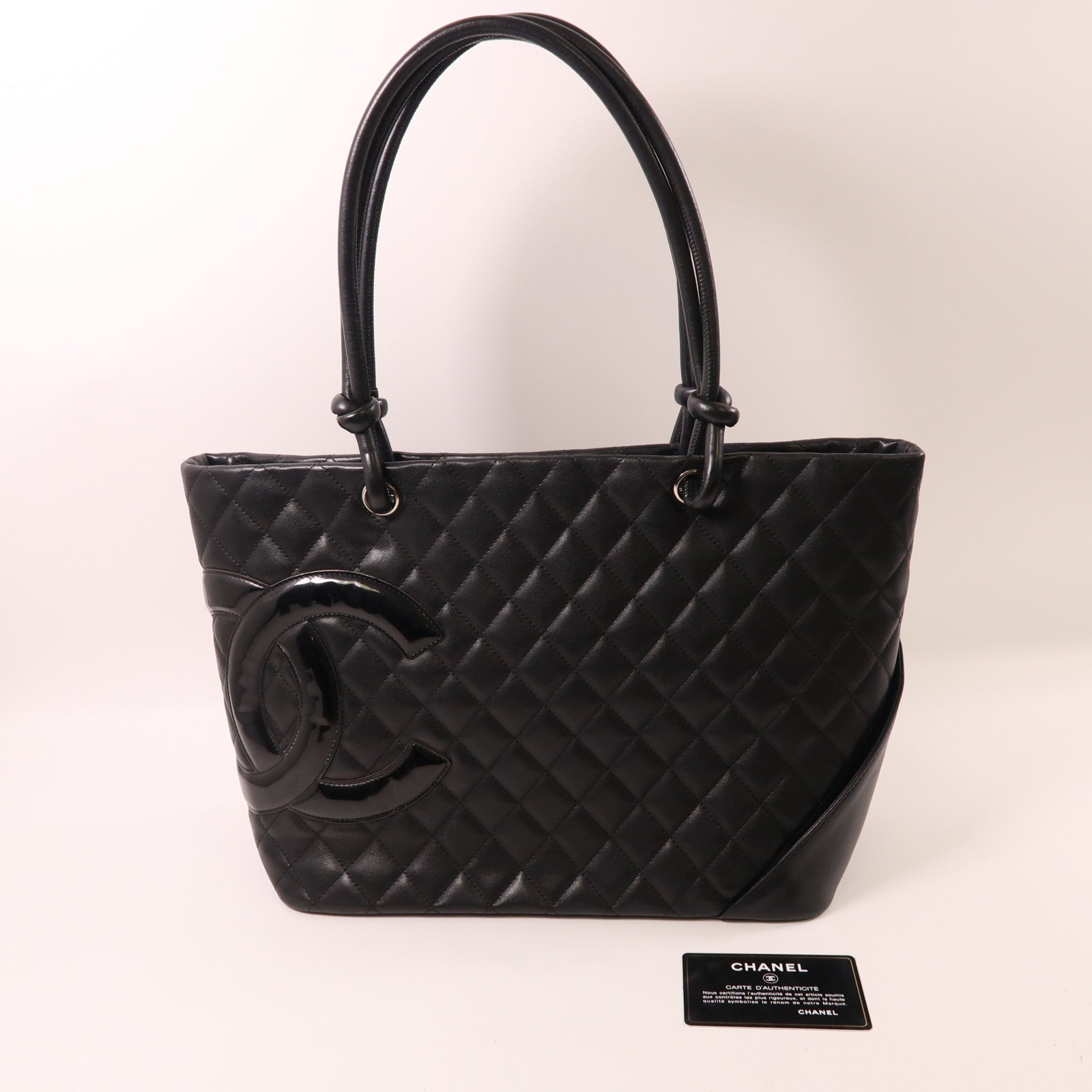 CHANEL 牛皮皮革Cambon Tote銀扣肩背袋/手挽袋