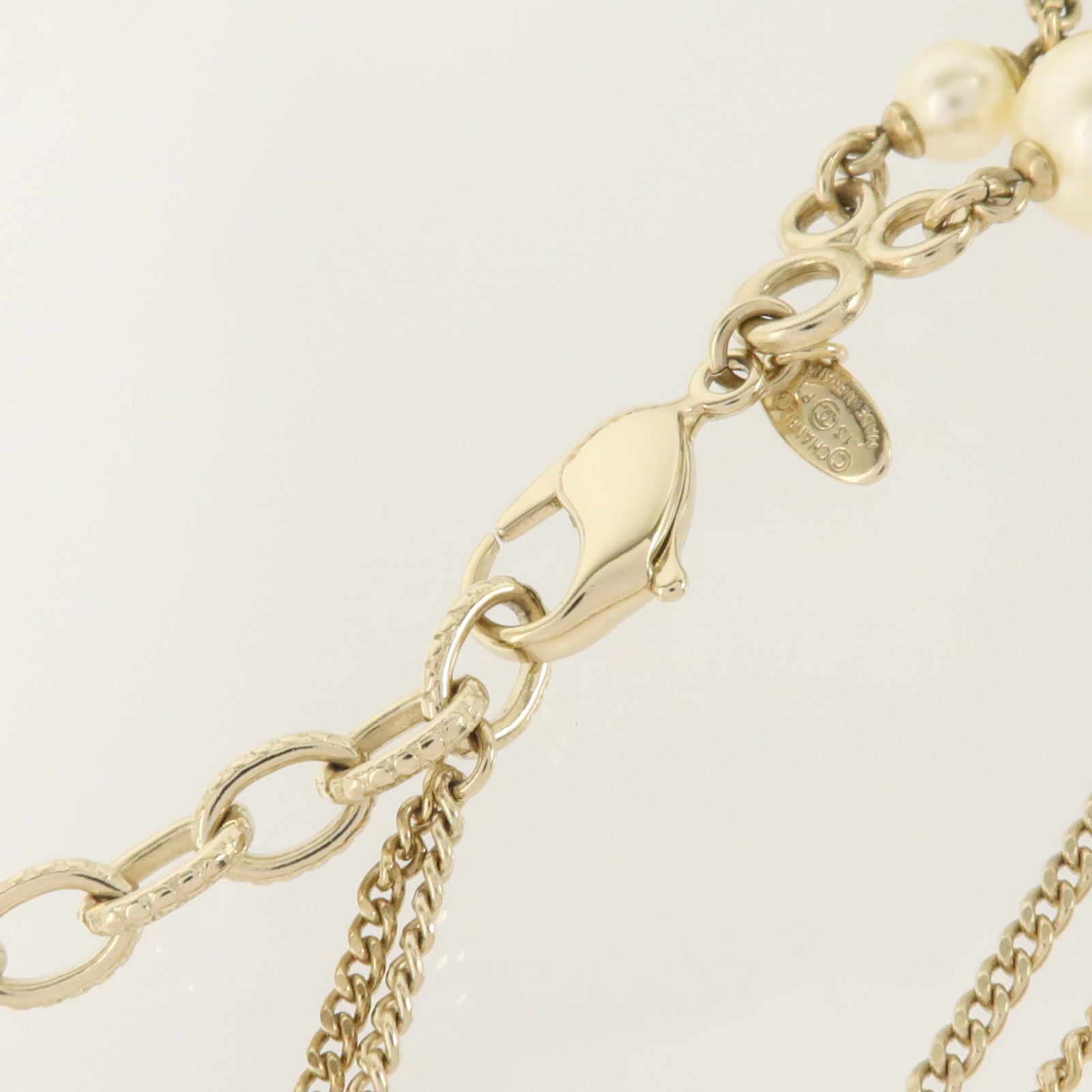 CHANEL PVC/金屬Crystal Camellia Pearl Necklace項鏈