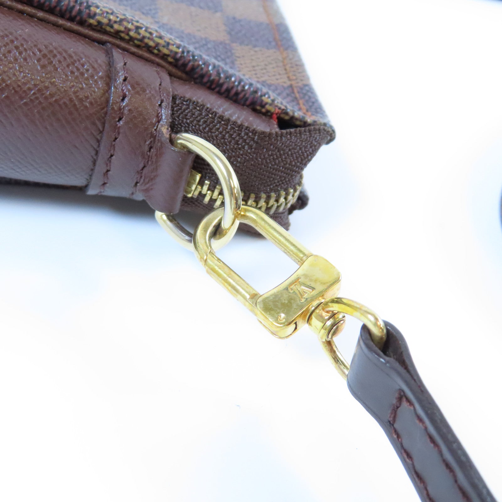 LOUIS VUITTON Damier Ebene Trousse Makeup Pouch金扣肩背袋啡色
