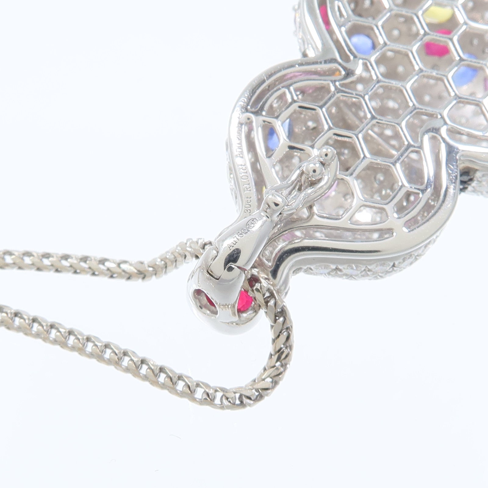 JEWELRY 18K白金Ruby Sapphire Diamond Necklace紅寶石/藍寶石/鑽石項鍊