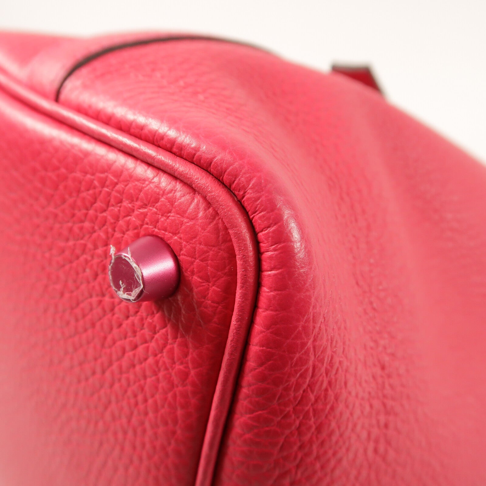 HERMES Clemence皮革Picotin PM手挽袋Rose Mexico