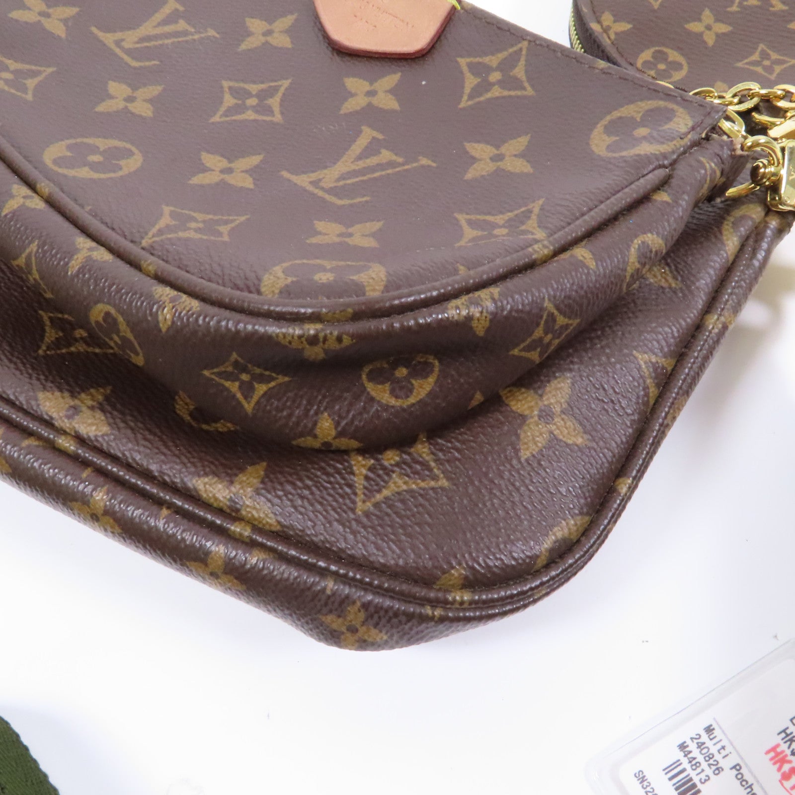 LOUIS VUITTON Monogram Multi Pochette Accessoires金扣手挽肩背兩用袋啡色/綠色