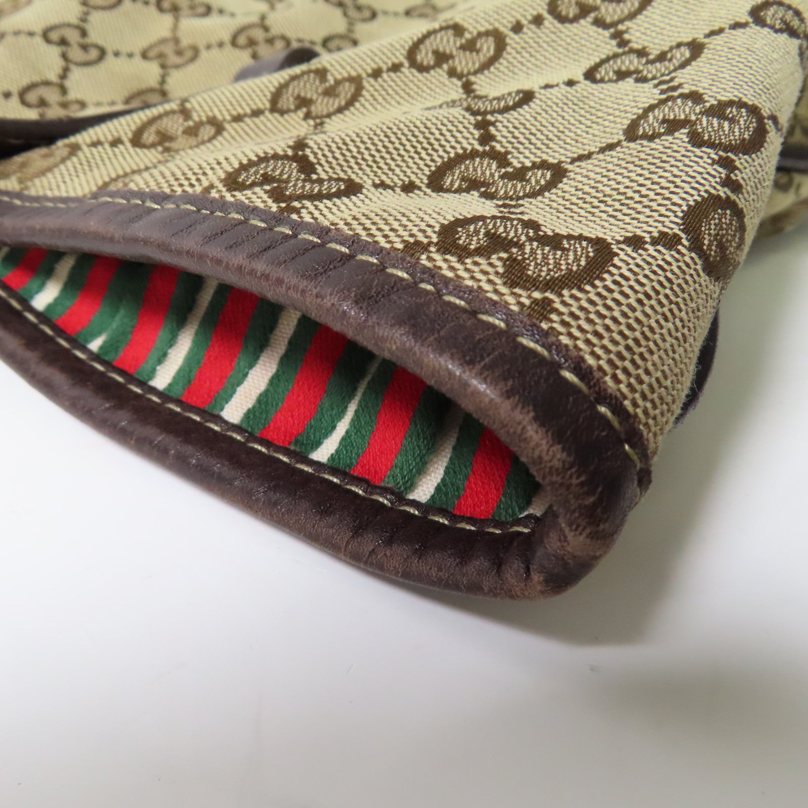 GUCCI 帆布Tote Bag金扣手挽袋啡色