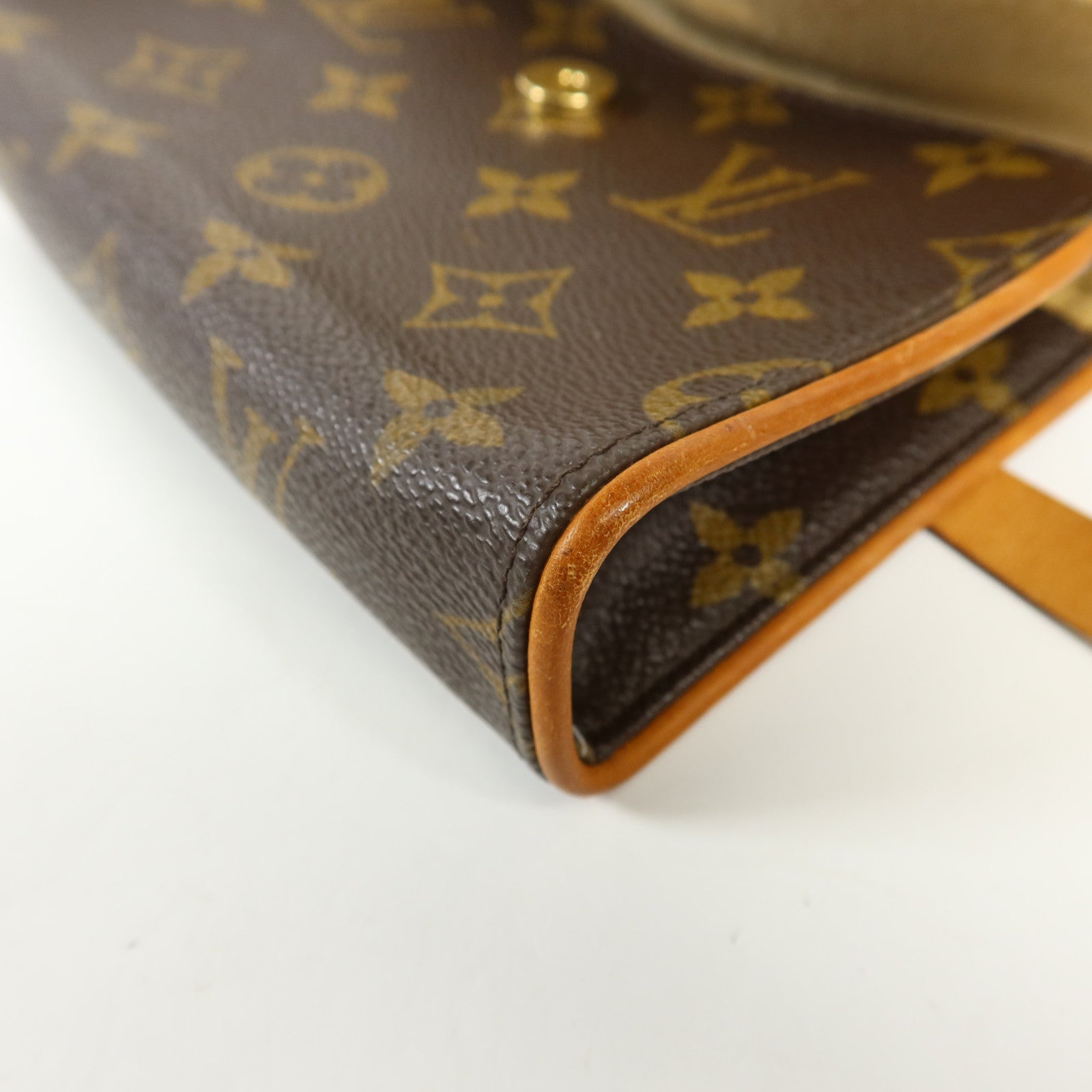 LOUIS VUITTON Monogram Pochette Florentine金扣腰包棕色