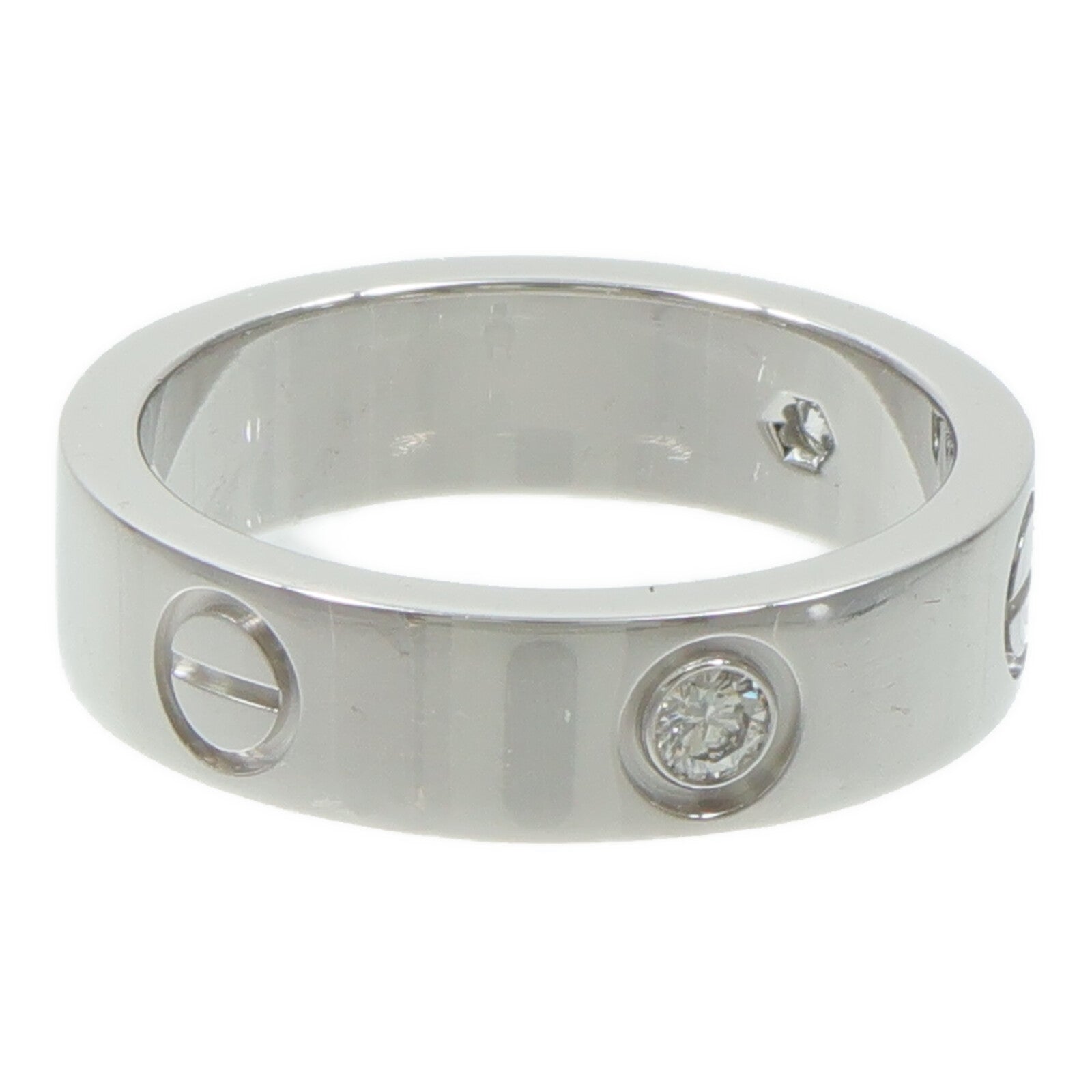 CARTIER 18K白金Love Ring 3 Diamonds鑽石戒指
