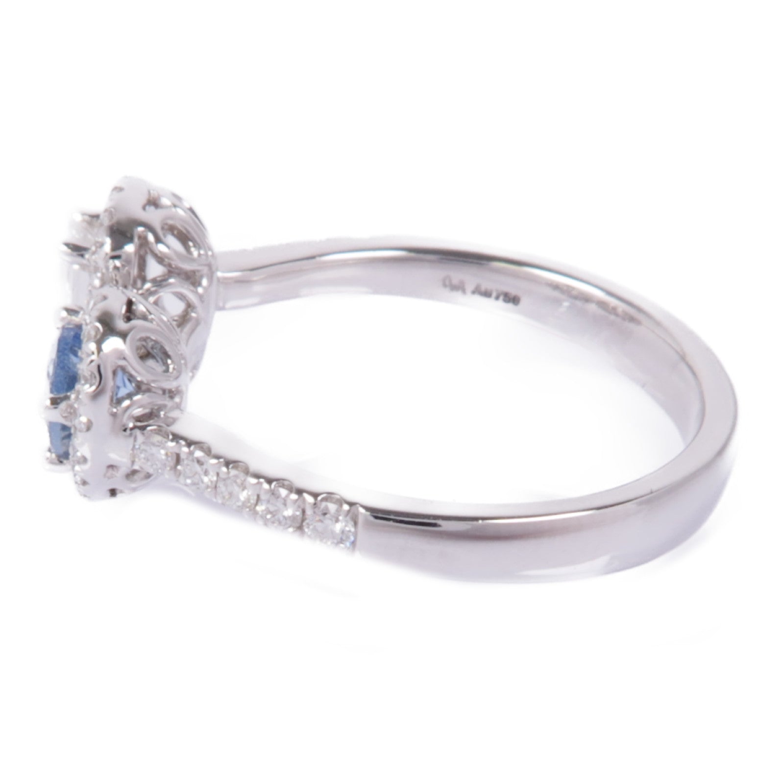 JEWELRY 18K白金Aquamarine/Diamond Ring藍晶/鑽石戒指US#6.5