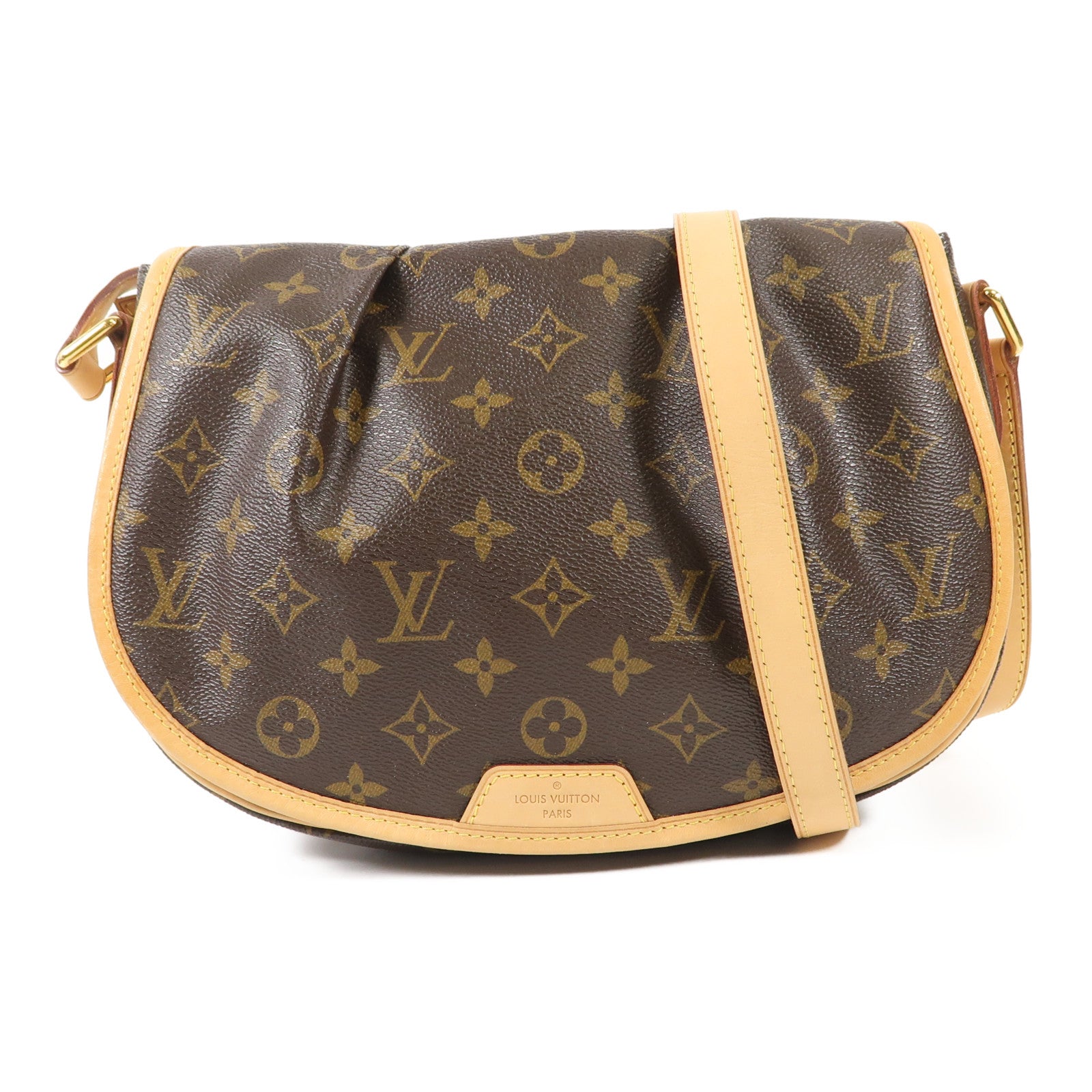LOUIS VUITTON Monogram Menilmontant MM金扣肩背袋棕色