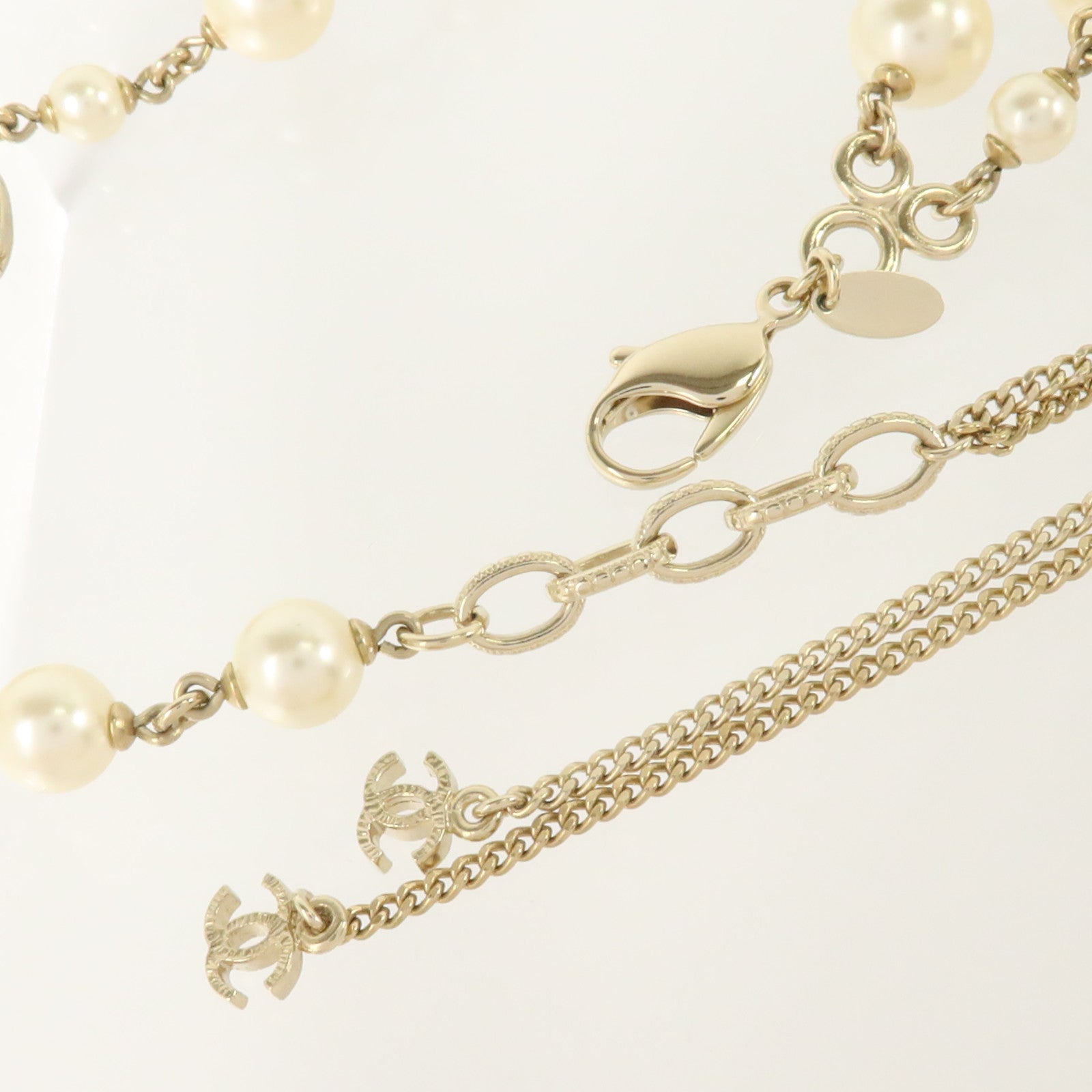CHANEL PVC/金屬Crystal Camellia Pearl Necklace項鏈