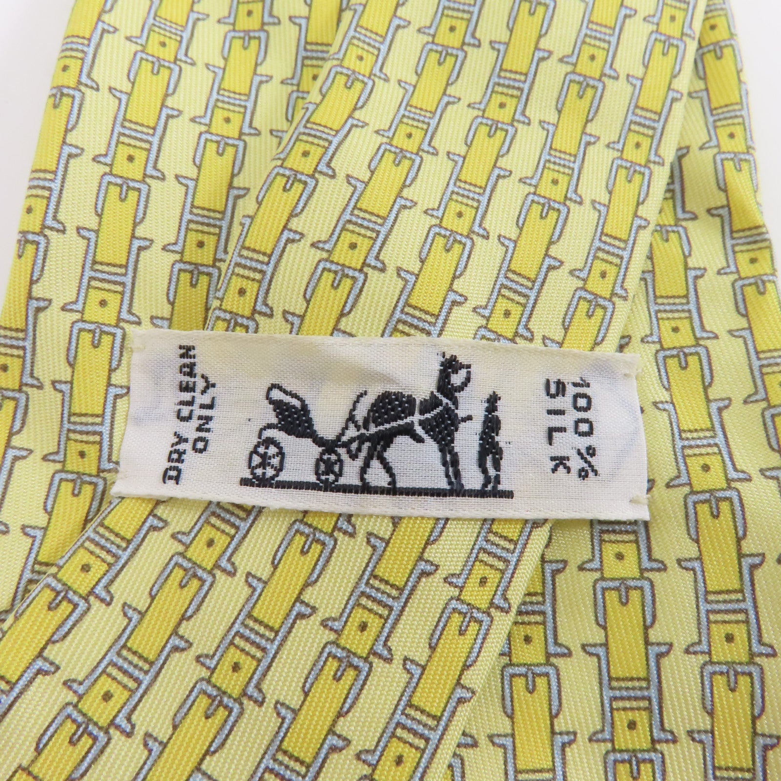 HERMES 絲質Tie領帶黃色