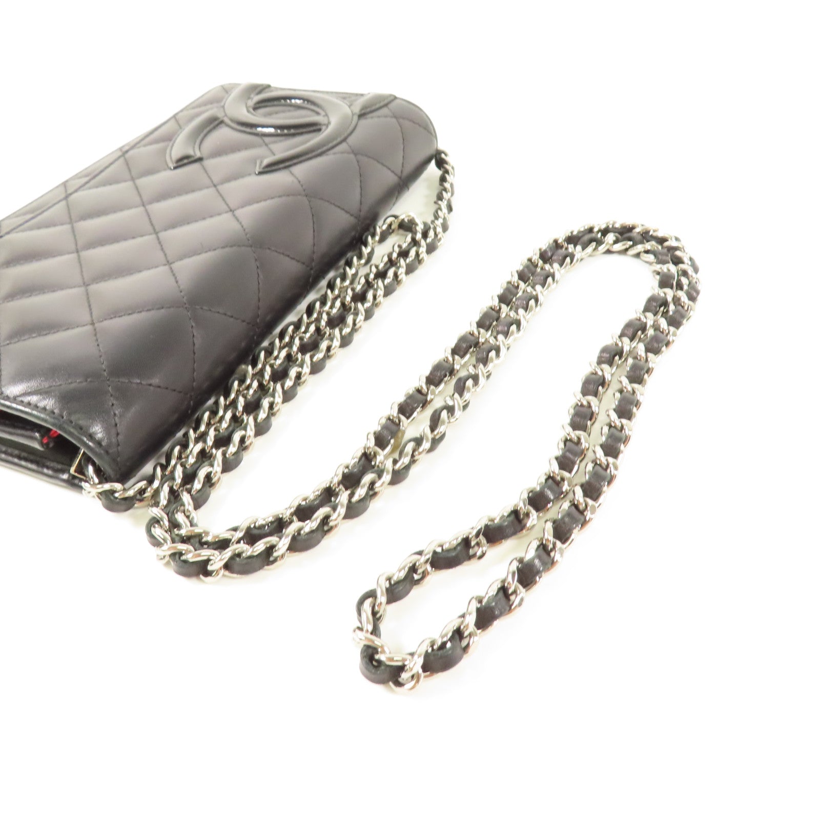 CHANEL 牛皮皮革WOC Wallet On Chain銀扣鏈帶肩背袋