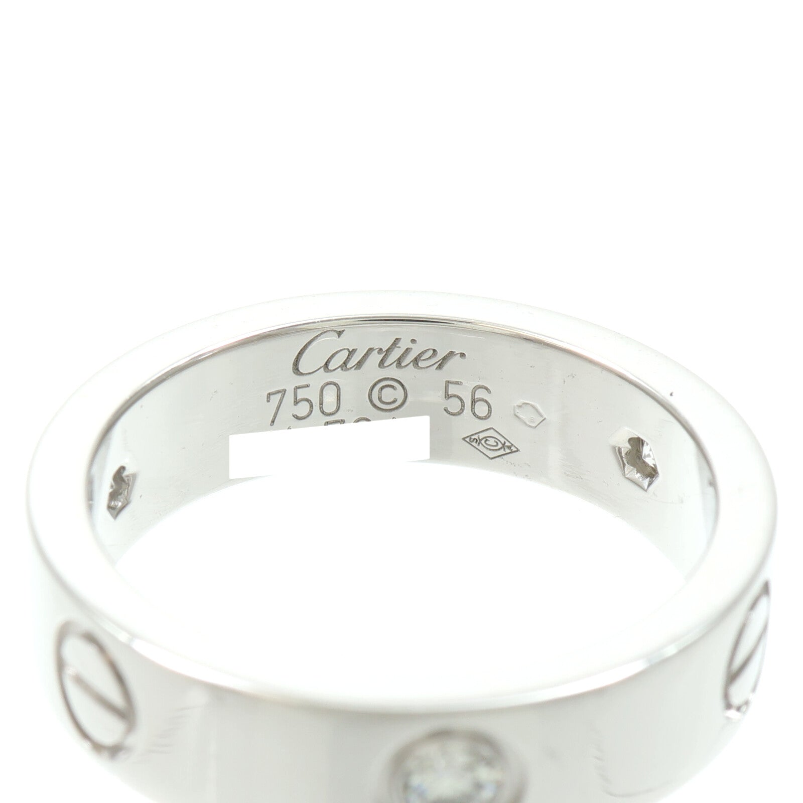 CARTIER 18K白金Love Ring 3 Diamonds鑽石戒指