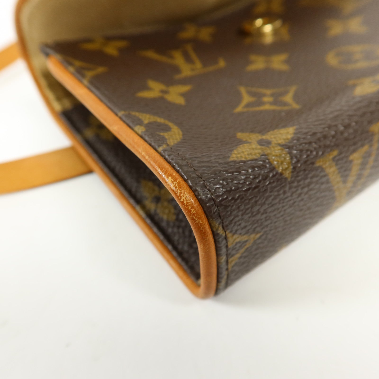 LOUIS VUITTON Monogram Pochette Florentine金扣腰包棕色