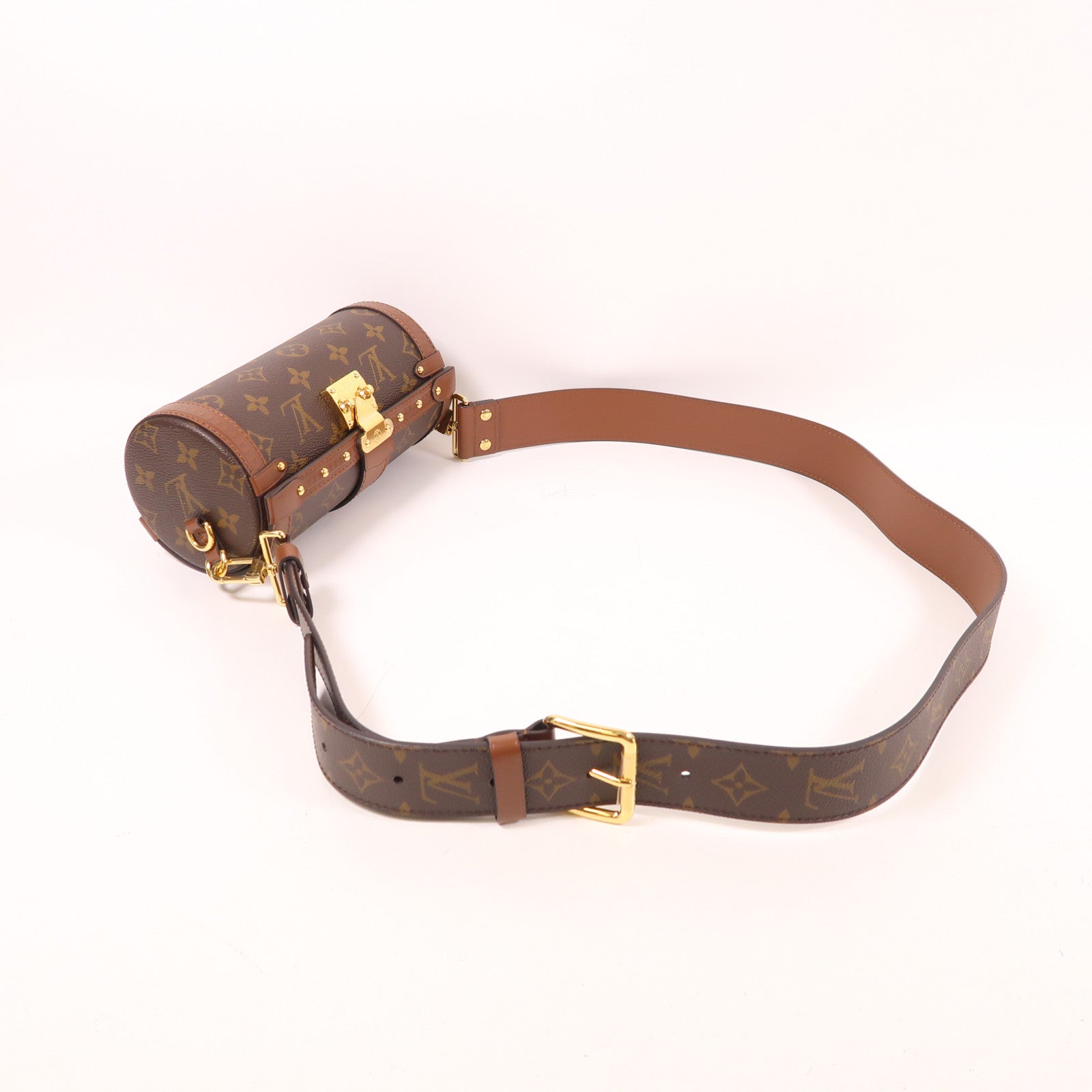 LOUIS VUITTON Monogram Papillon Trunk金扣手挽肩背兩用袋棕色