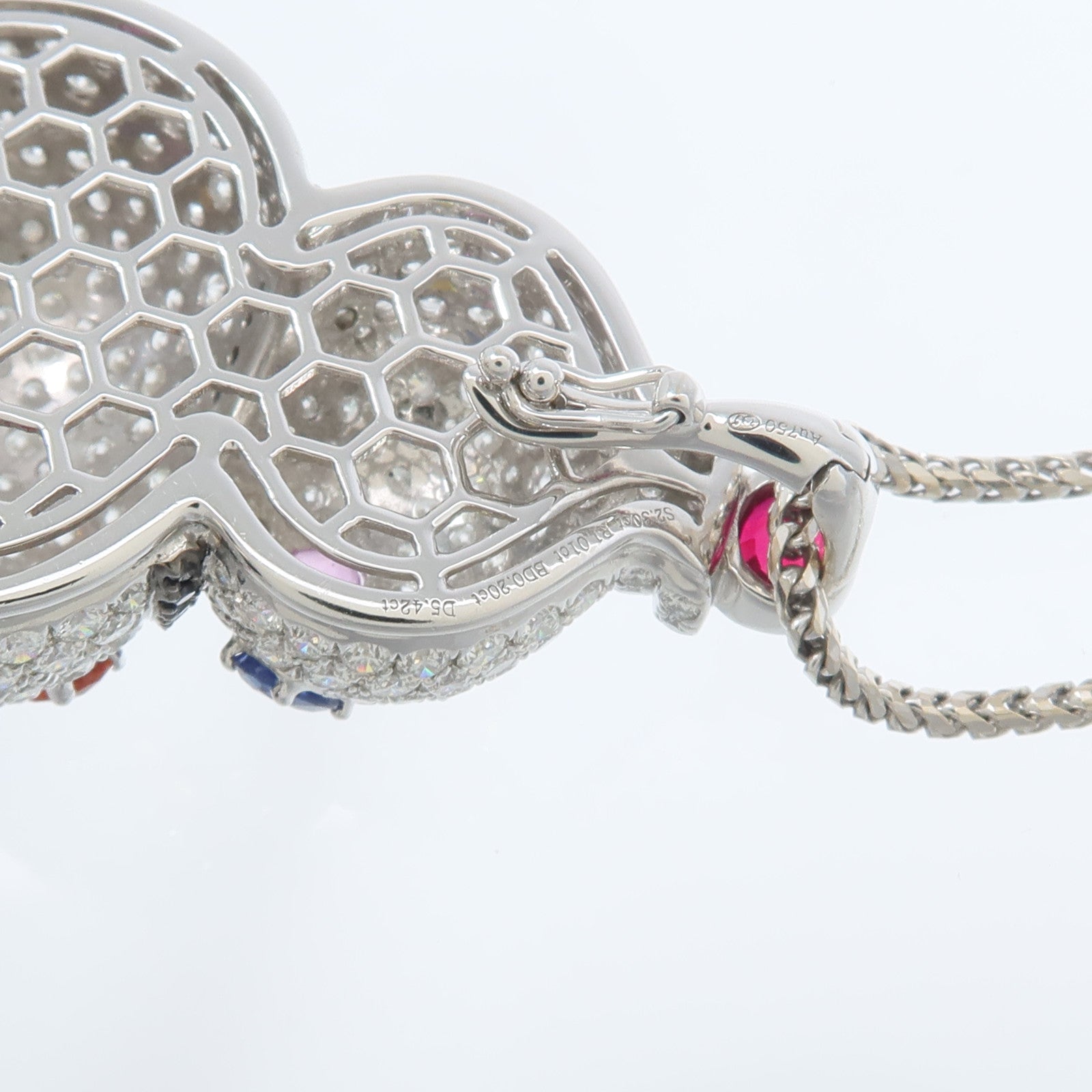 JEWELRY 18K白金Ruby Sapphire Diamond Necklace紅寶石/藍寶石/鑽石項鍊