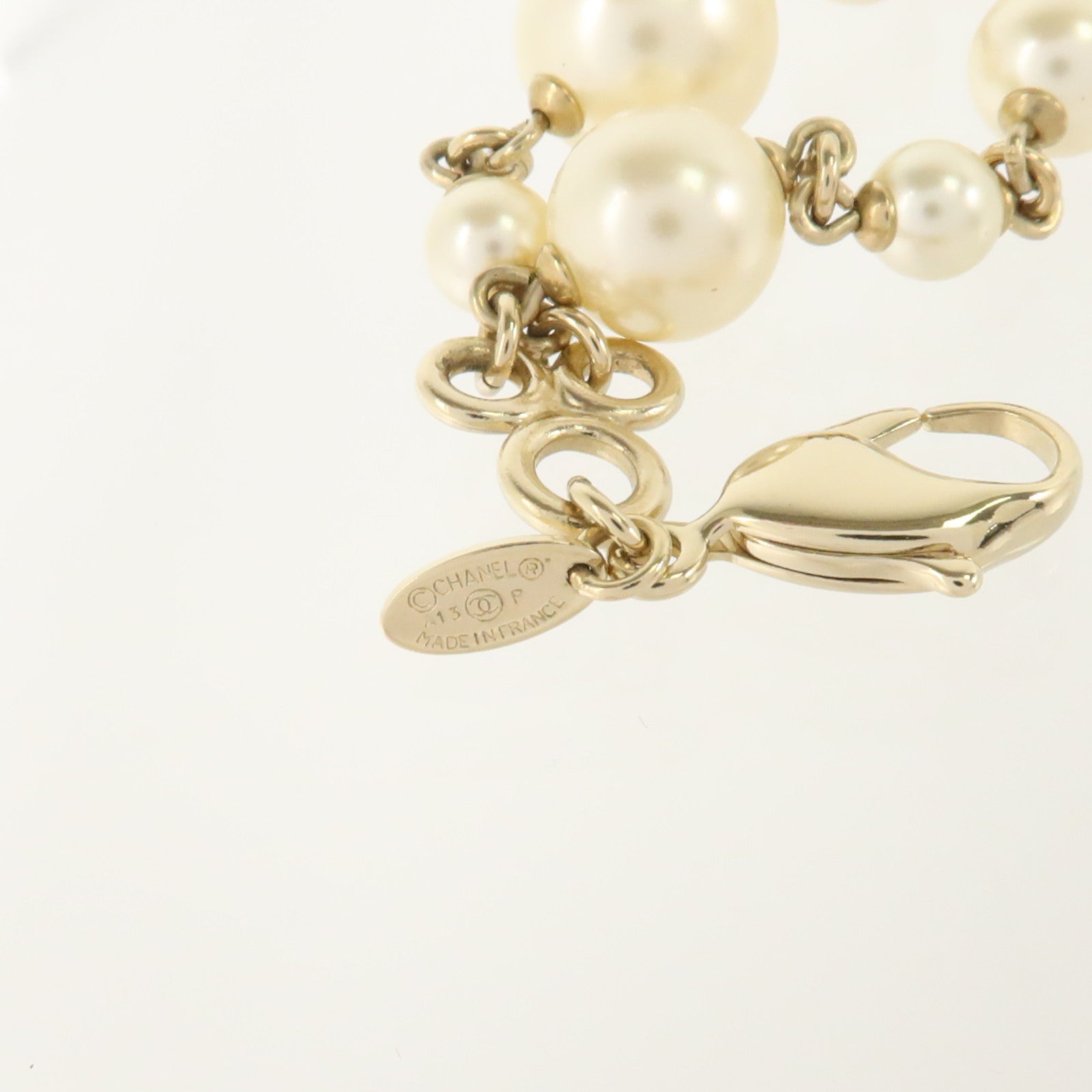 CHANEL PVC/金屬Crystal Camellia Pearl Necklace項鏈
