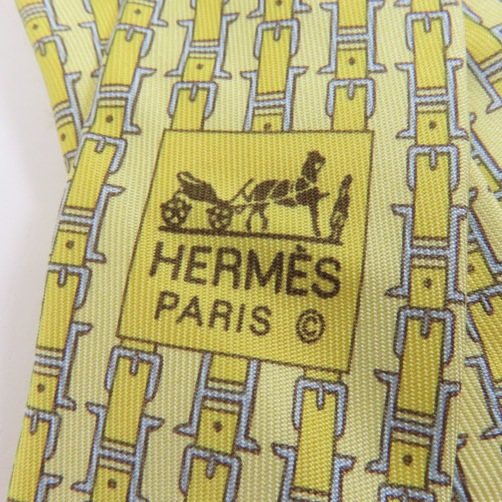 HERMES 絲質Tie領帶黃色