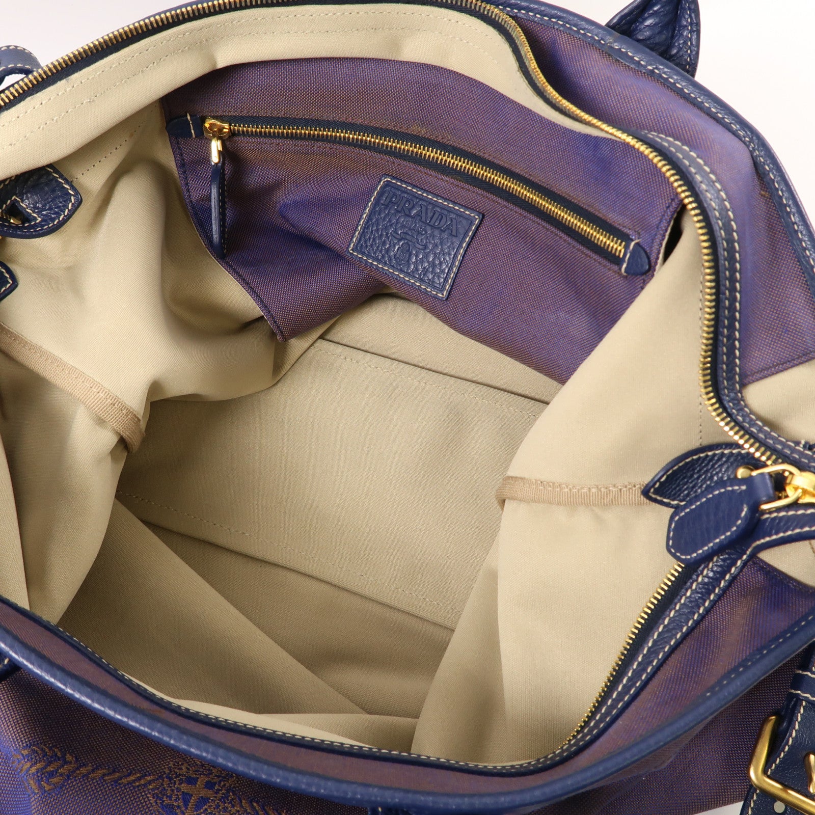 PRADA 尼龍Tote Bag金扣手挽肩背兩用袋紫色