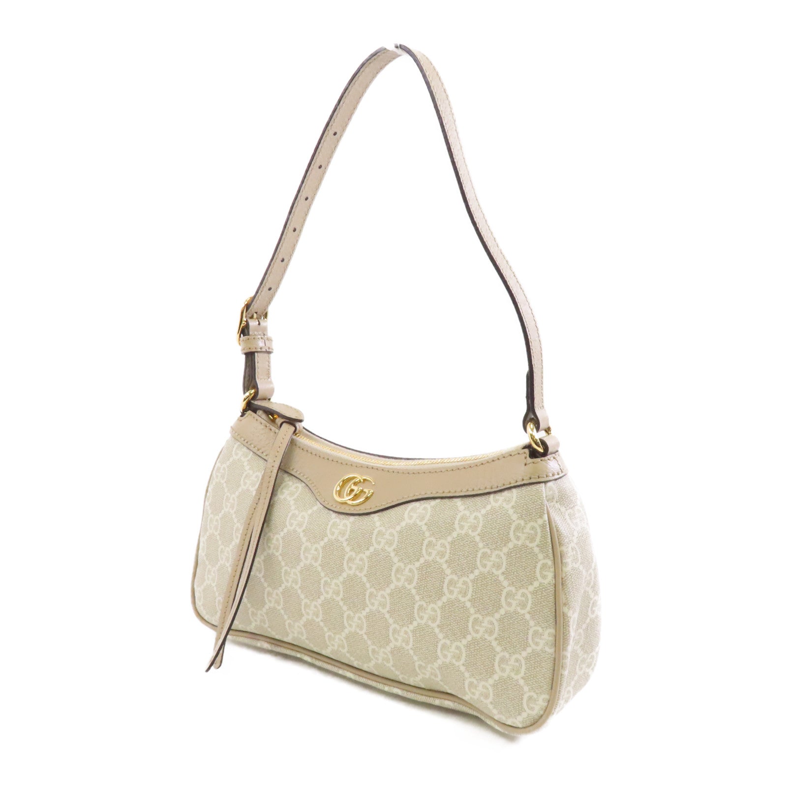 GUCCI 塗層帆布Ophidia金扣肩背袋米色