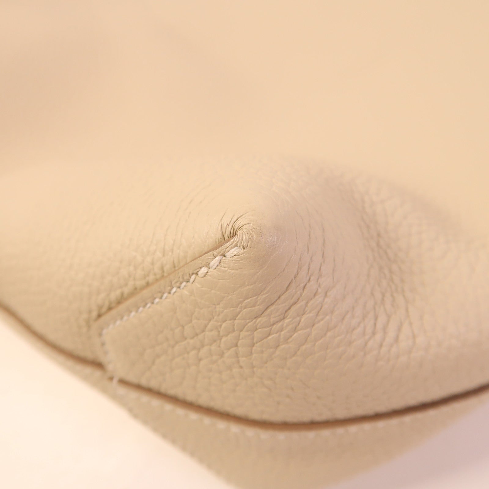 HERMES Clemence皮革Cabas Sellier肩背袋/手挽袋Craie