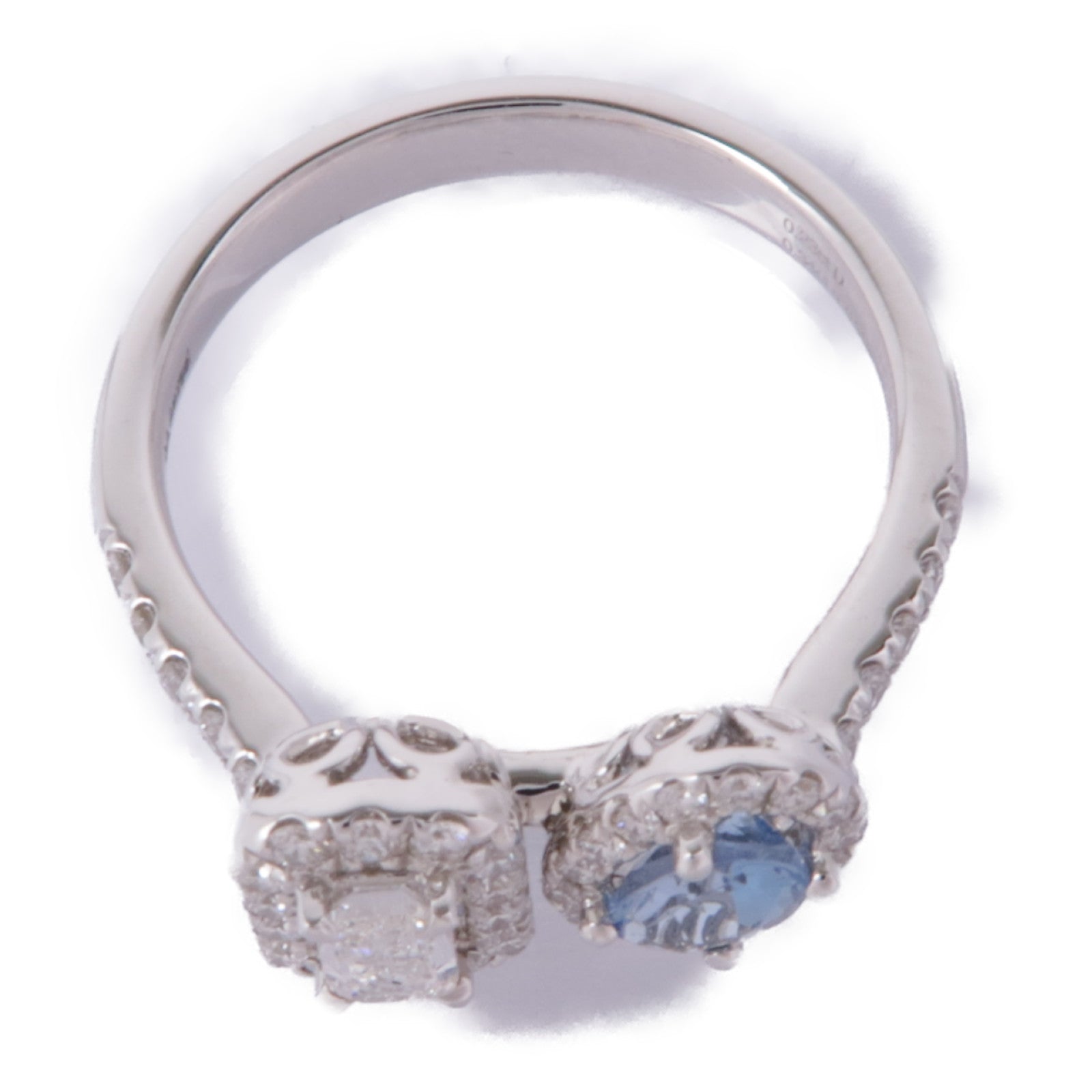 JEWELRY 18K白金Aquamarine/Diamond Ring藍晶/鑽石戒指US#6.5