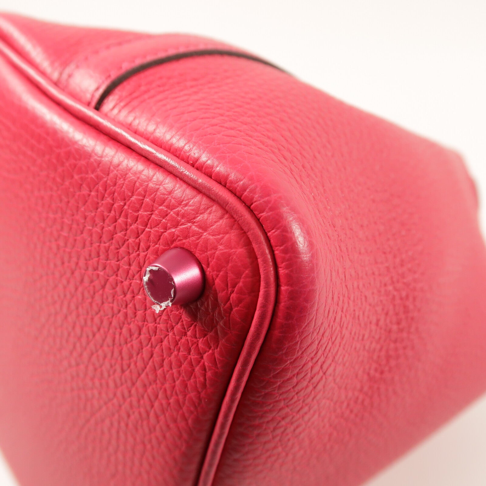 HERMES Clemence皮革Picotin PM手挽袋Rose Mexico