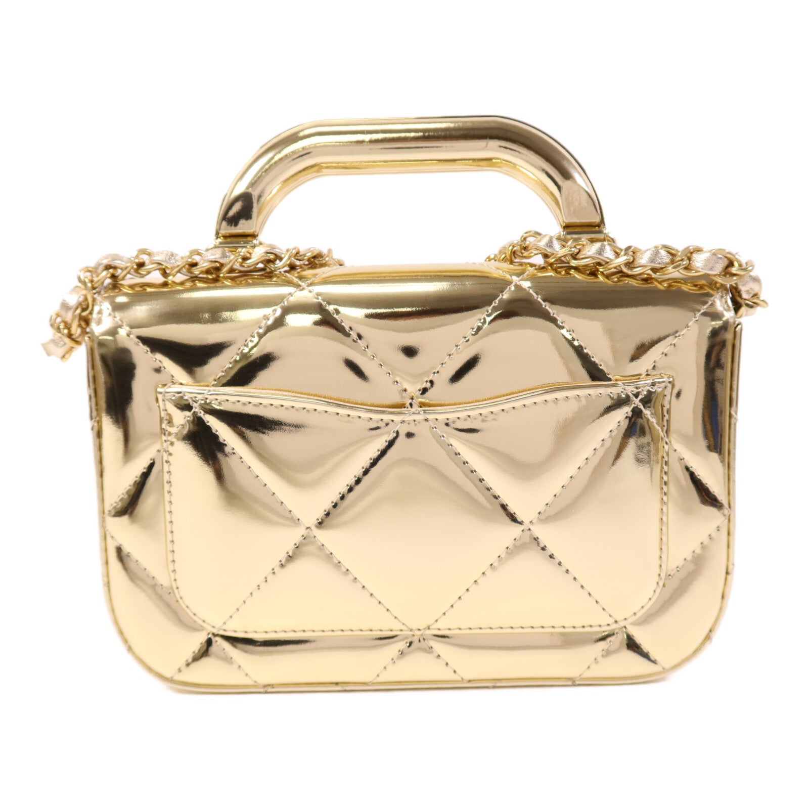 CHANEL 【激減優惠】牛皮皮革Chain Shoulder金扣鏈帶手挽肩背兩用袋