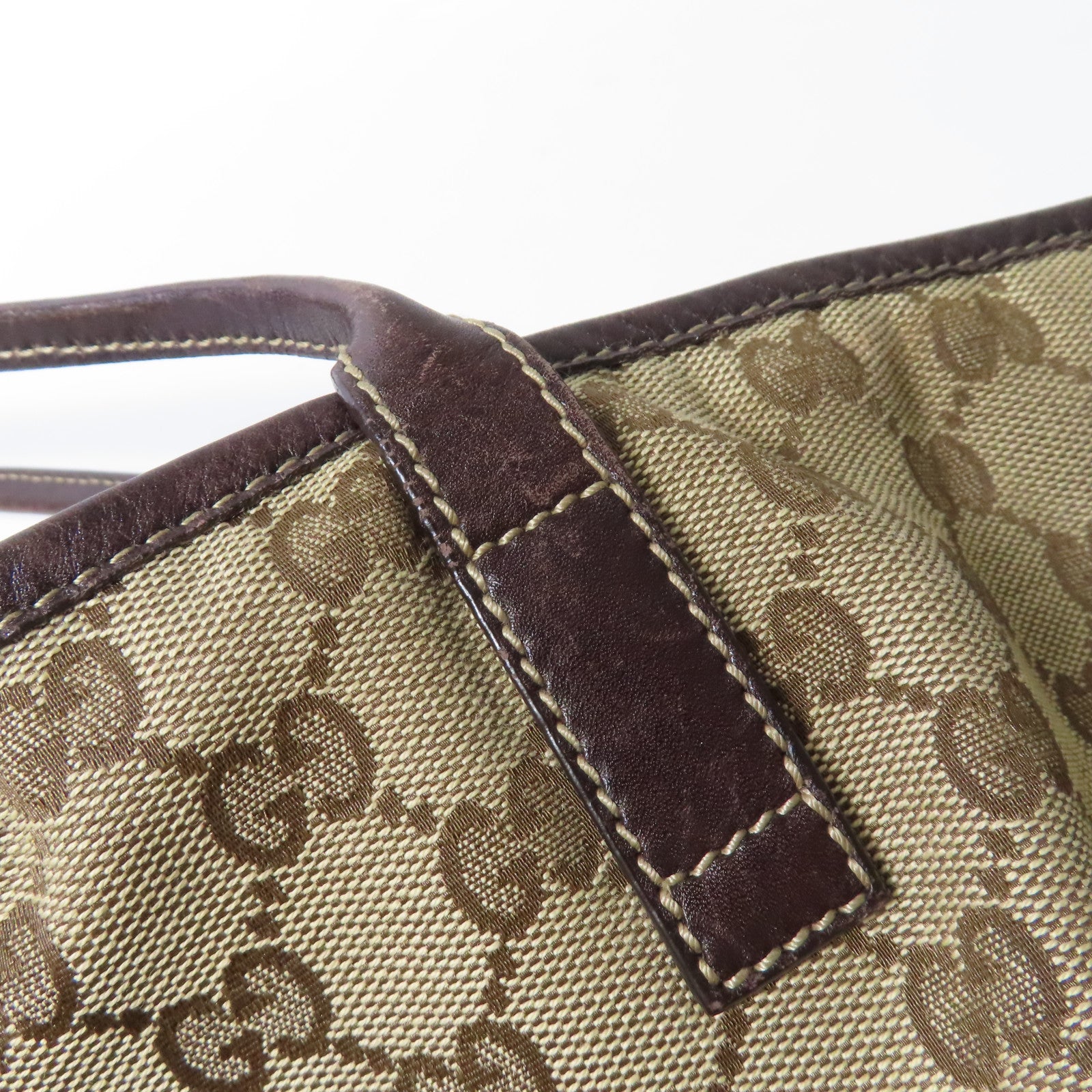 GUCCI 帆布Tote Bag金扣手挽袋啡色