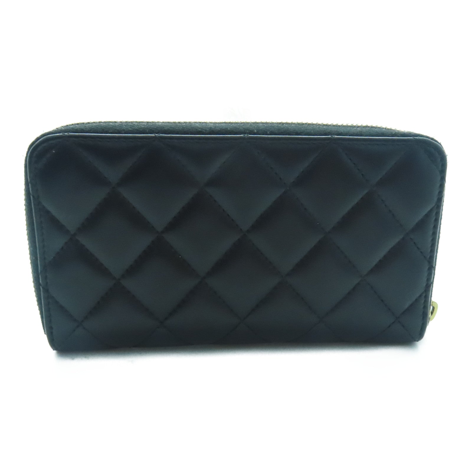 CHANEL 羊皮皮革Wallet金扣錢包黑色
