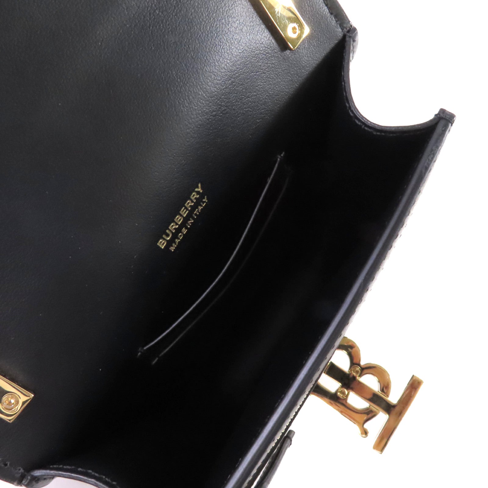 BURBERRY 牛皮皮革Shoulder Bag金扣肩背袋黑色