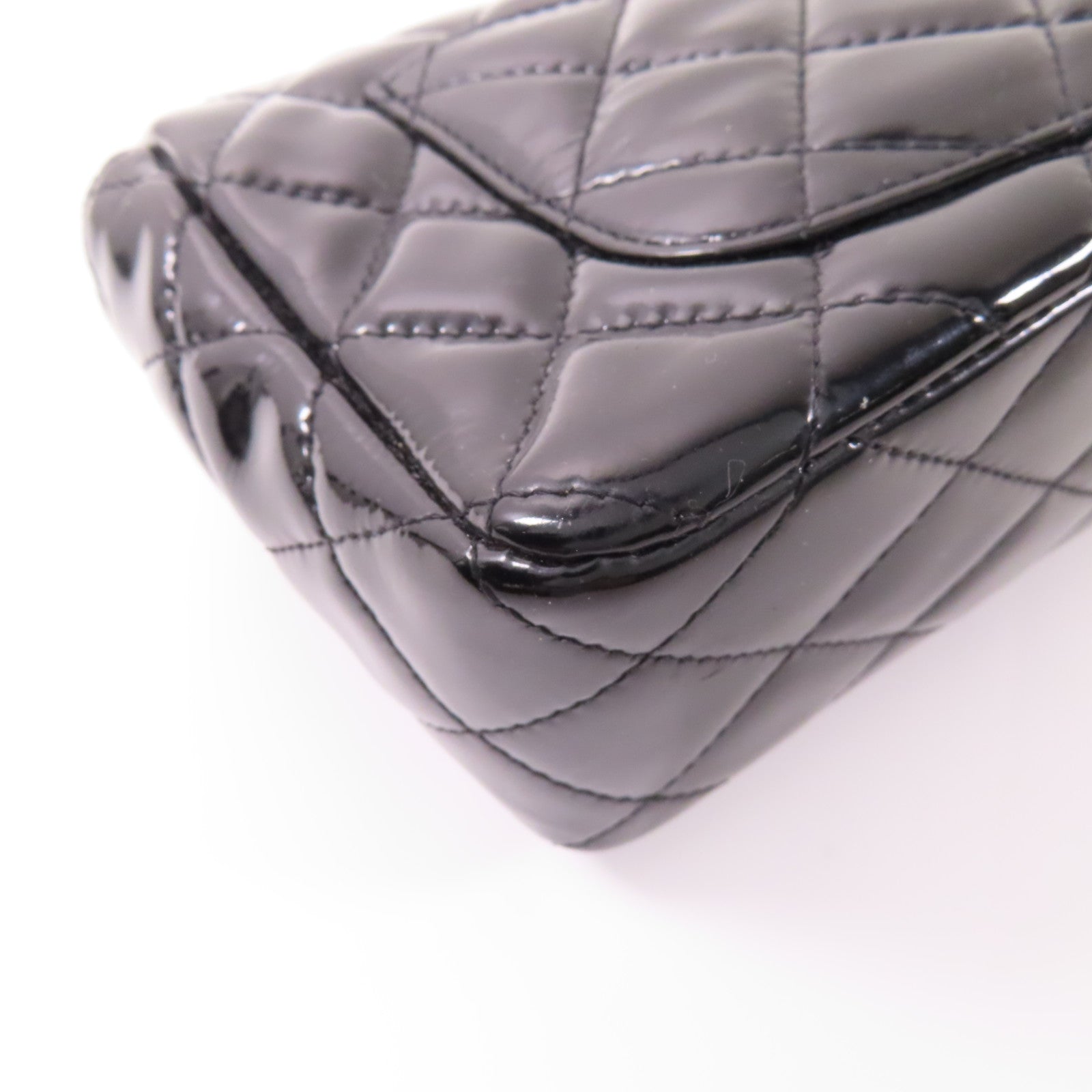 CHANEL 漆皮皮革Classic 20銀扣鏈帶肩背袋