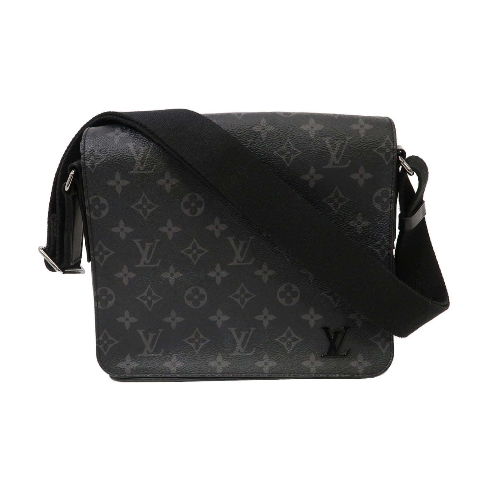 LOUIS VUITTON Monogram Eclipse District PM銀扣肩背袋黑色