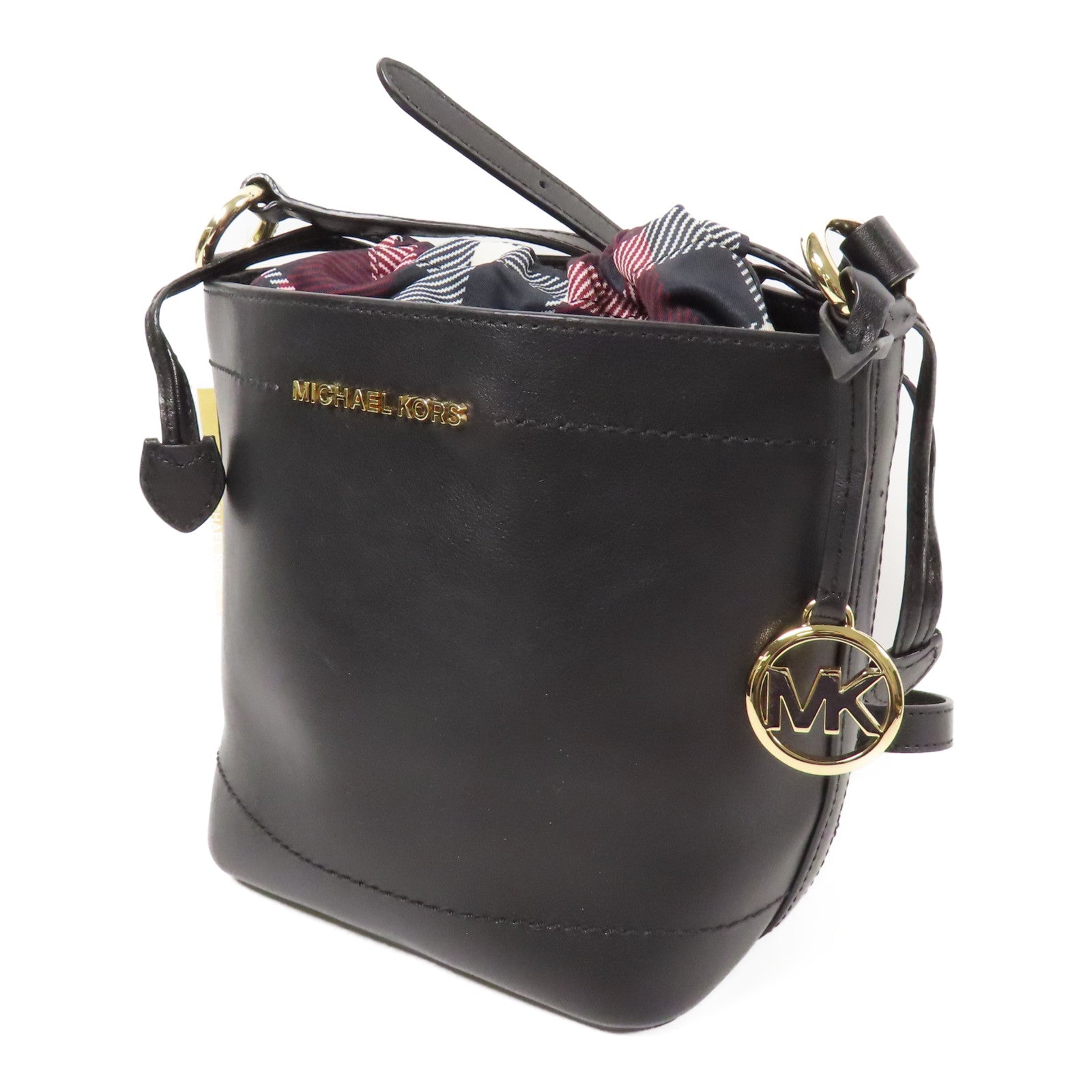 Michael Kors GHW Shoulder Bag Calfskin Leather Black