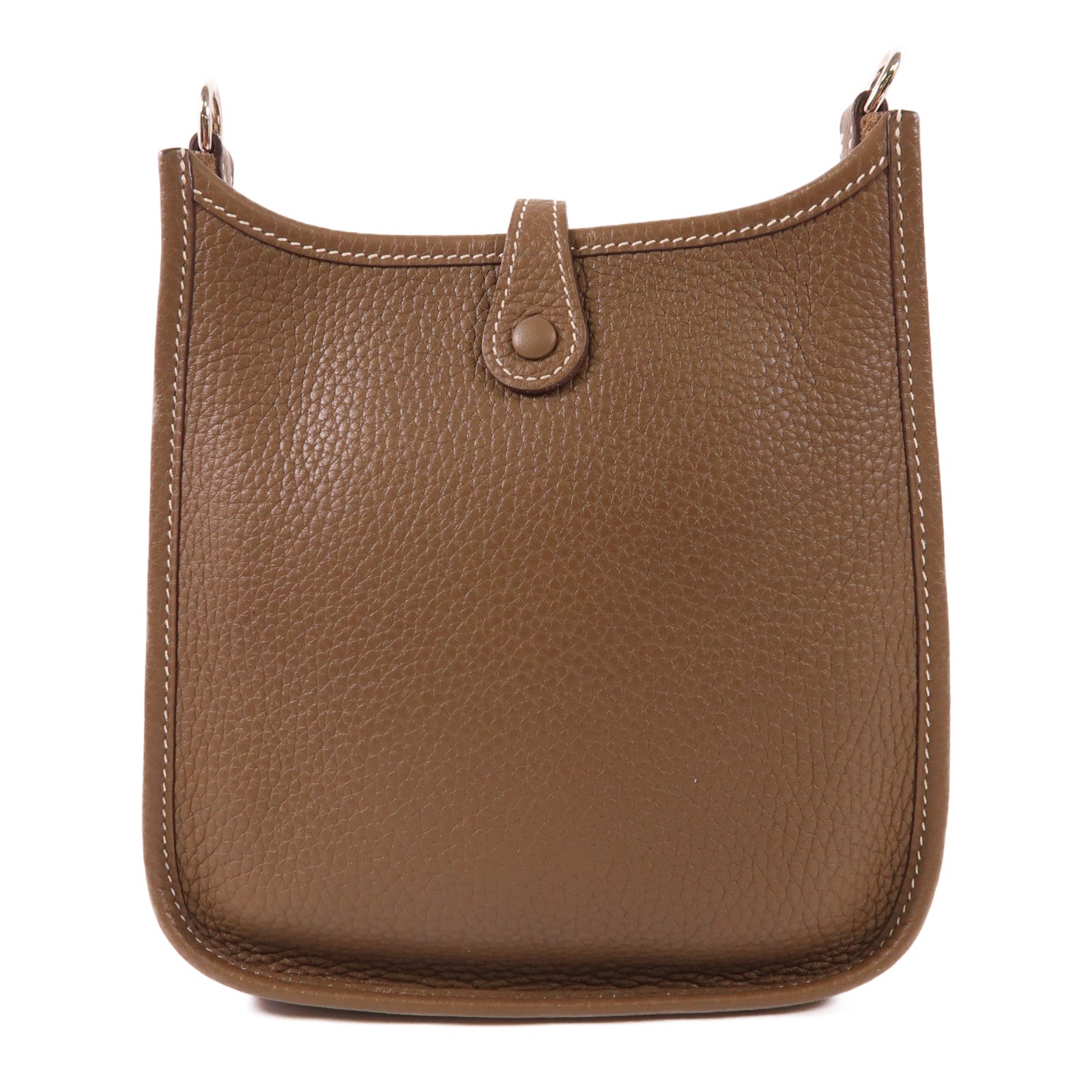 HERMES Clemence皮革Evelyne TPM銀扣肩背袋Etoupe