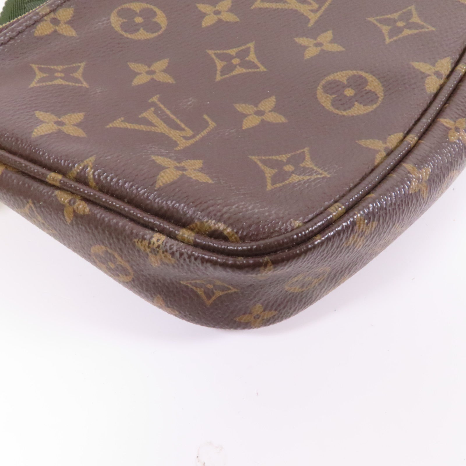 LOUIS VUITTON Monogram Multi Pochette Accessoires金扣手挽肩背兩用袋啡色/綠色
