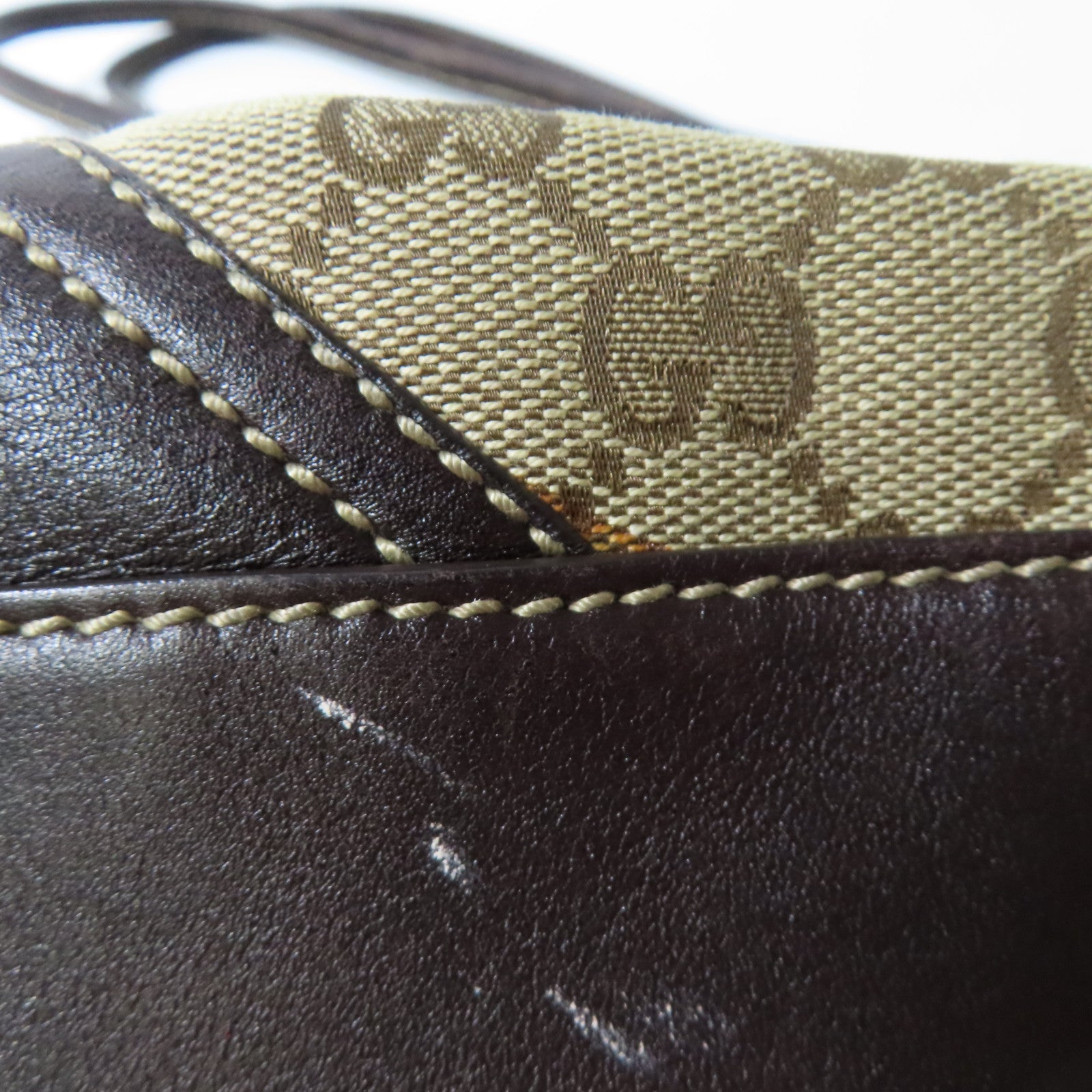 GUCCI 帆布Tote Bag金扣手挽袋啡色