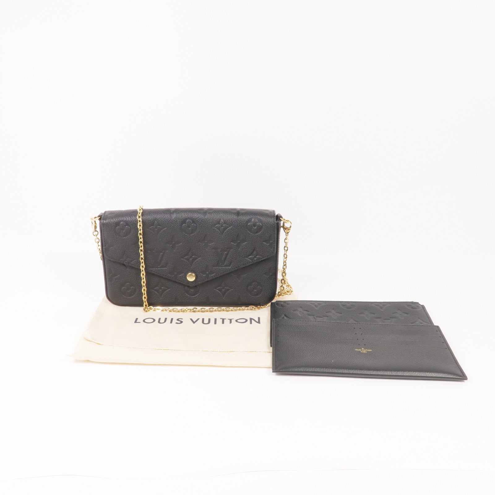 LOUIS VUITTON Monogram Empreinte Felicie Pochette金扣鏈帶肩背袋