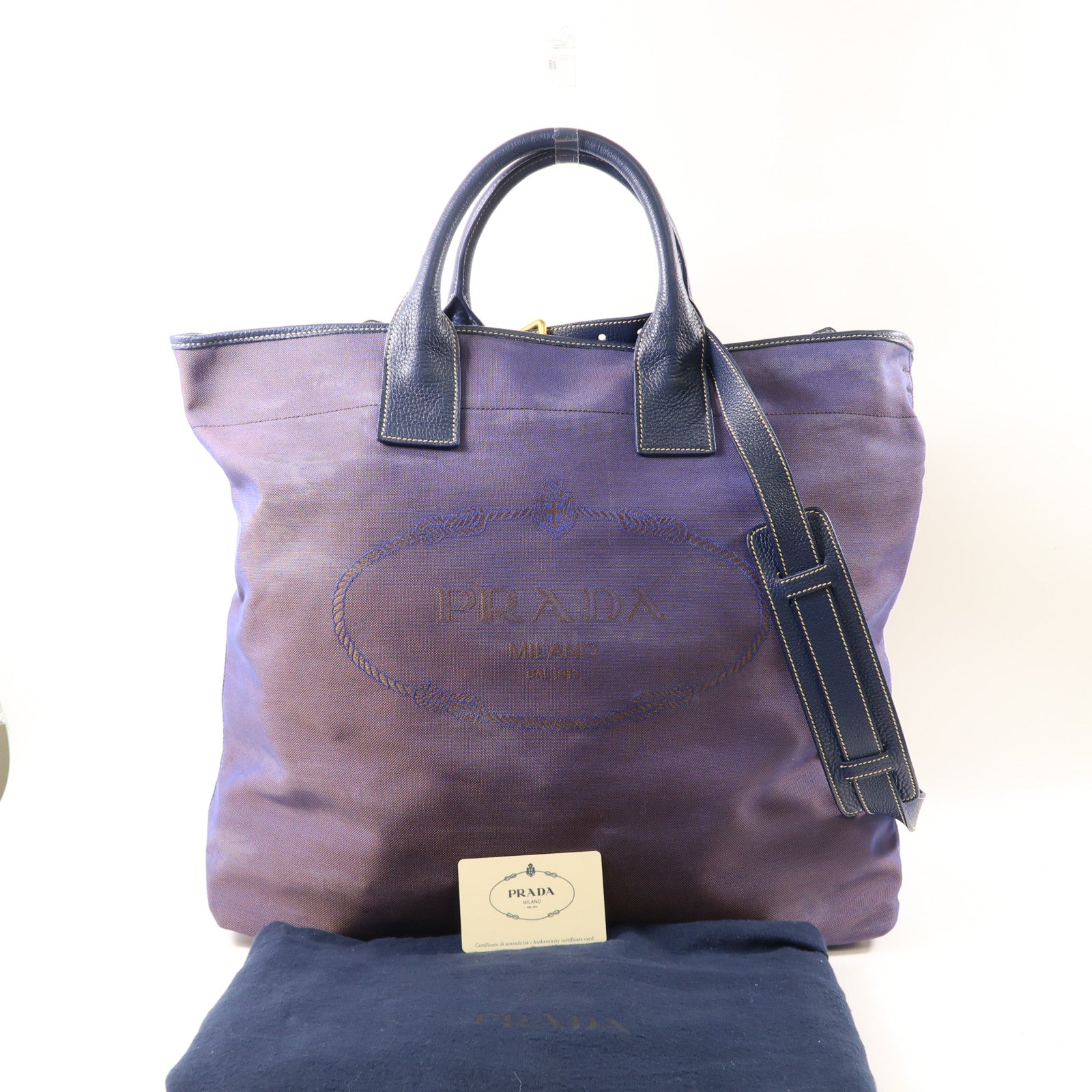 PRADA 尼龍Tote Bag金扣手挽肩背兩用袋紫色