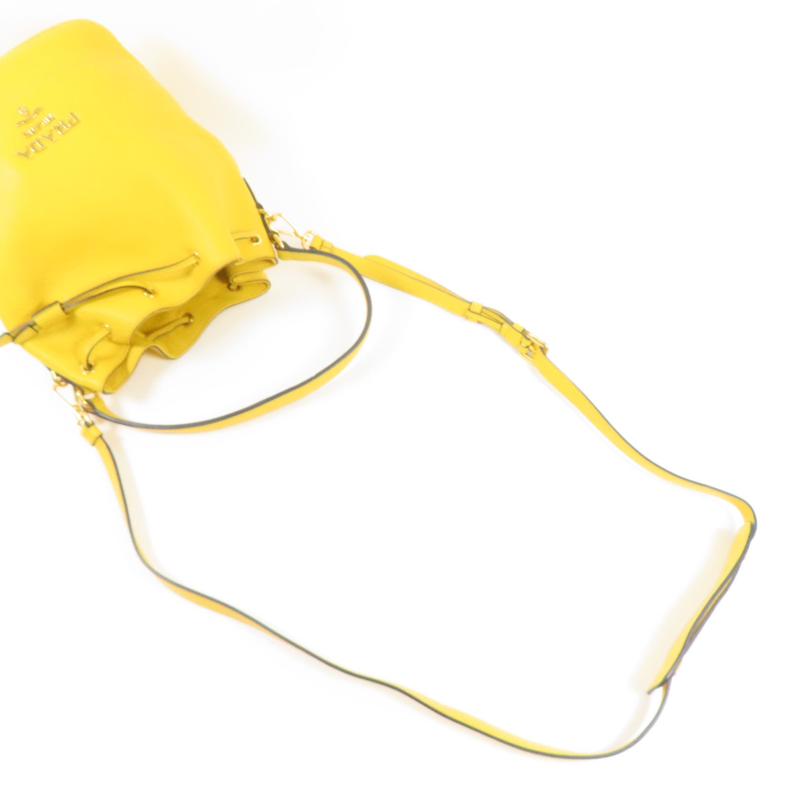 PRADA 牛皮皮革Bucket Bag金扣手挽肩背兩用袋